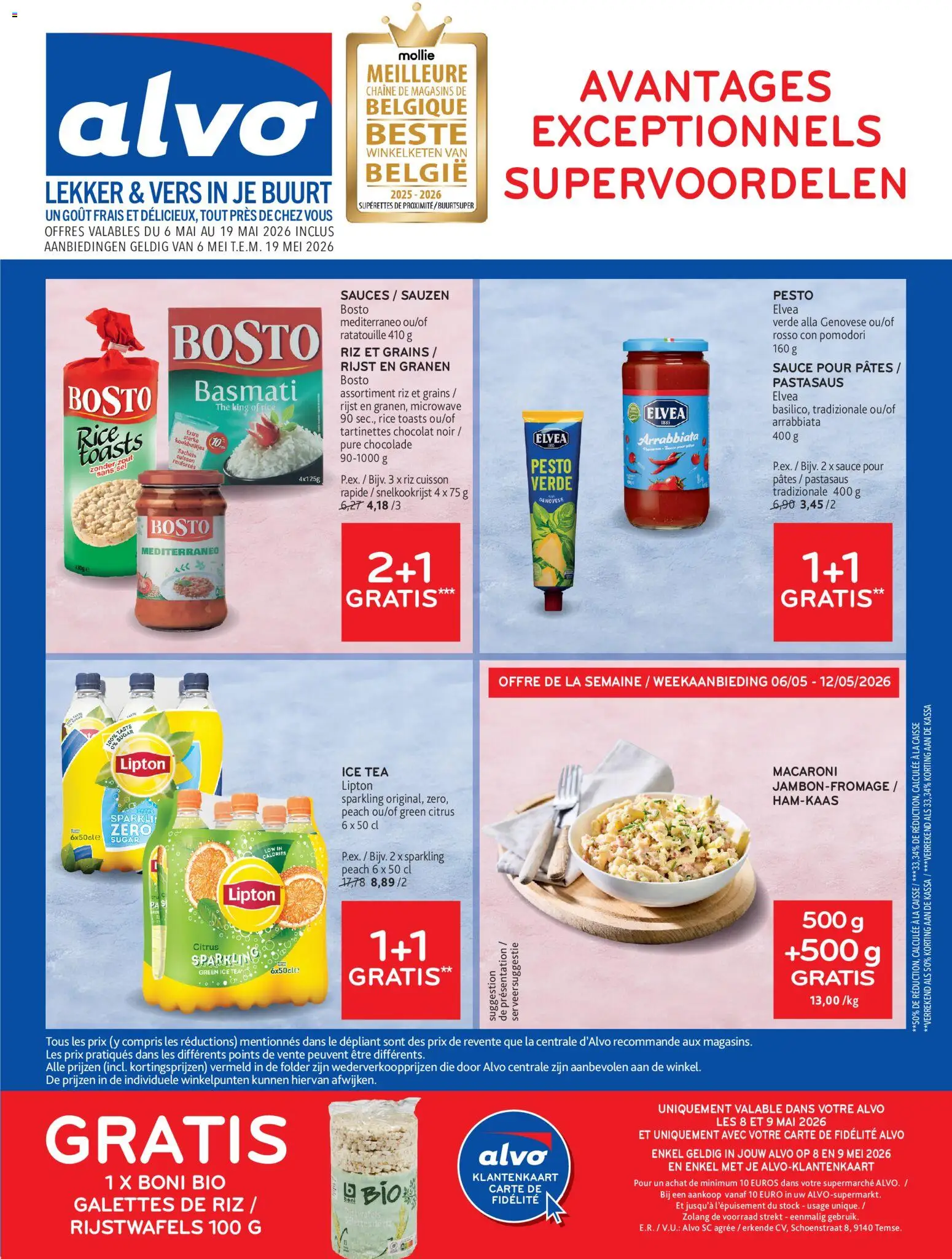 Voorbeeld van Alvo Publicité van winkel Alvo geldig vanaf 06/05/2026 - La, Chocolade, Pesto, Rijst, Zout, Sauzen, Granen, Rijstwafels