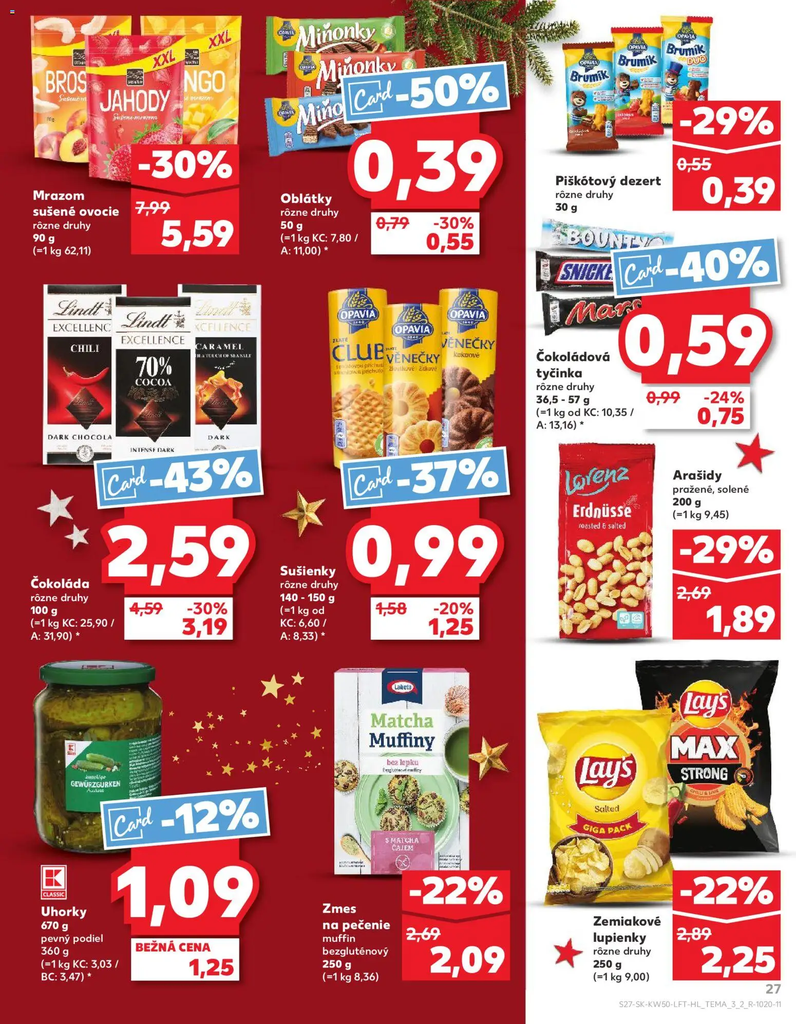 Náhľad Kaufland letáku platného od 11.12.2025 - Matcha, Ovocie, Lindt, Jahody, Arašidy, Uhorky, Mrazom sušené ovocie, Oblátky