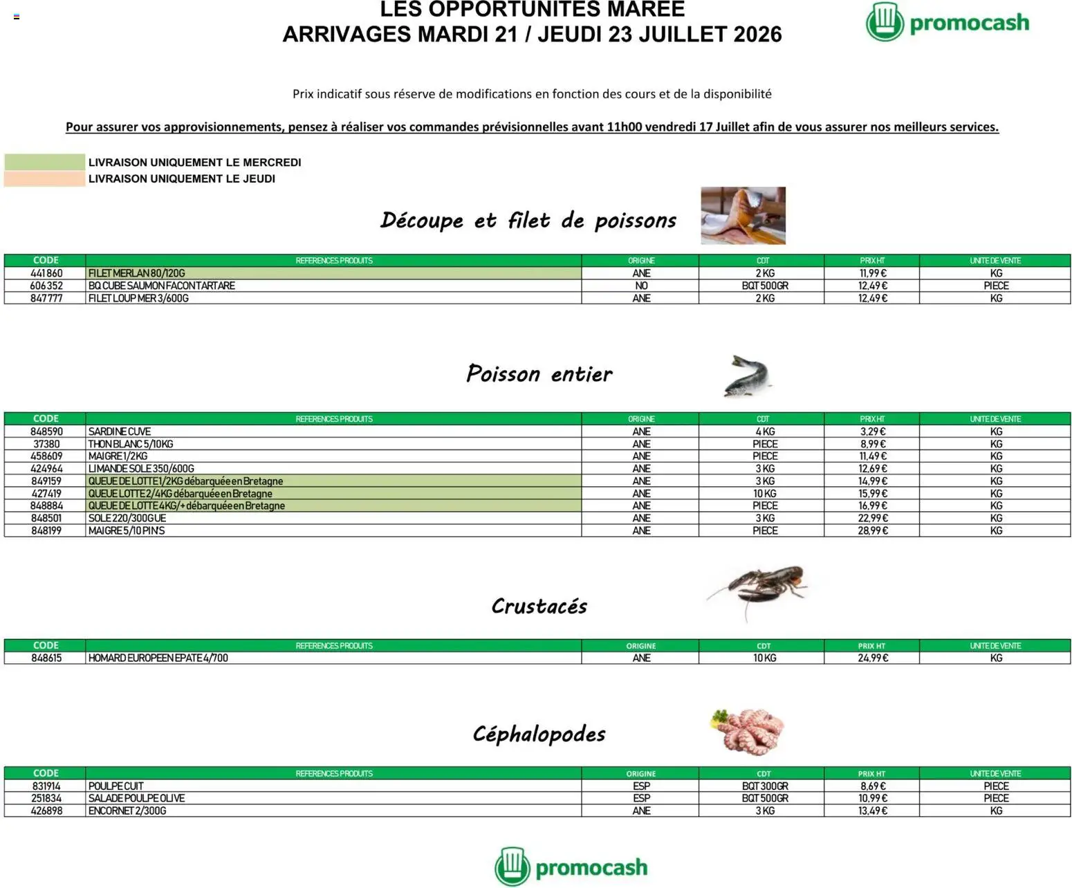 Prévisualisation de Promocash Opportunités Marée du magasin Promocash formulaire valide 21/07/2026