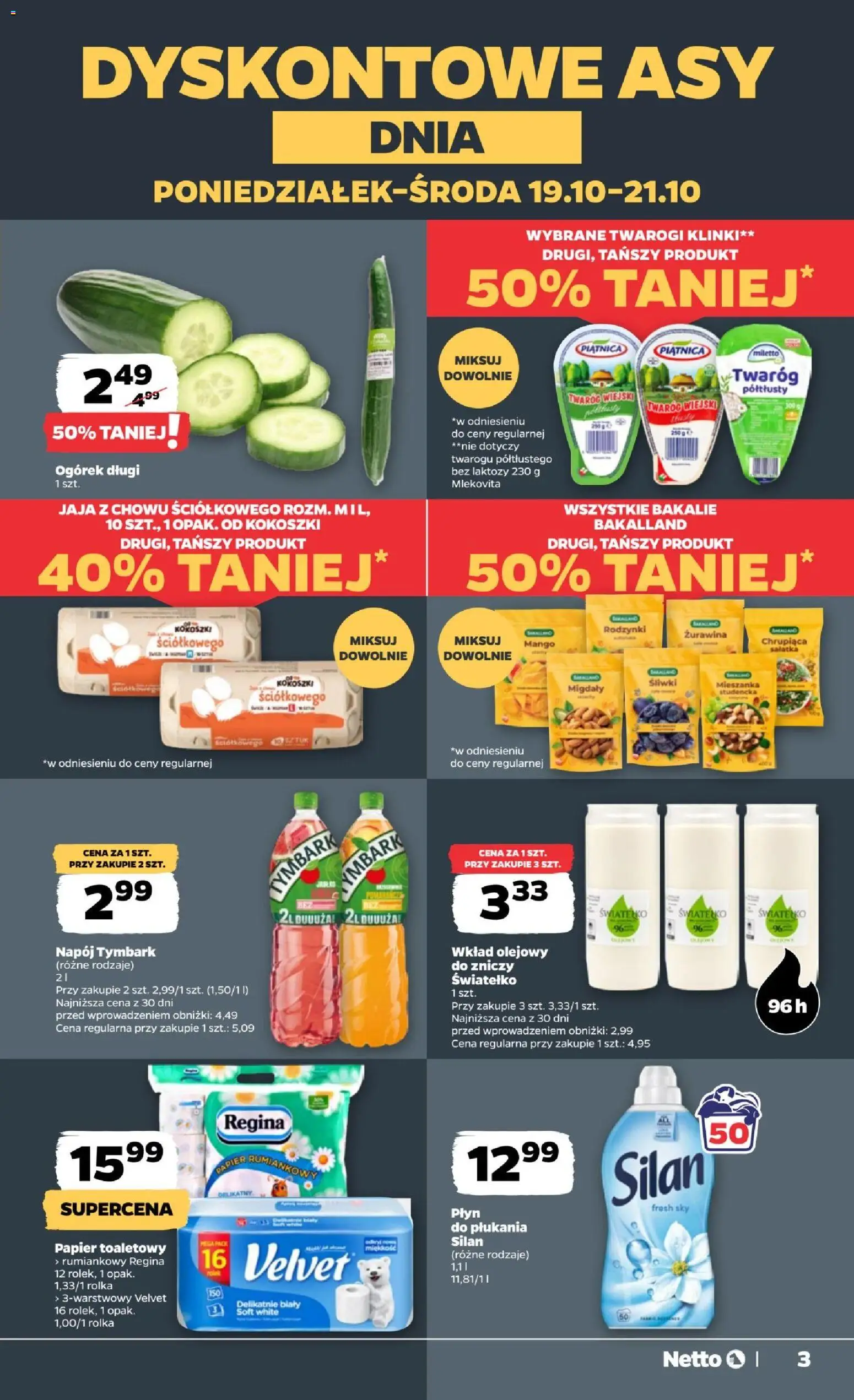 Pogląd gazetki "Netto gazetka od poniedziałku" ze sklepu Netto ważnej od 19.10.2026 - Mango, Żurawina, Płyn do płukania, Migdały, Śliwki, Twaróg, Rodzynki, Twaróg półtłusty
