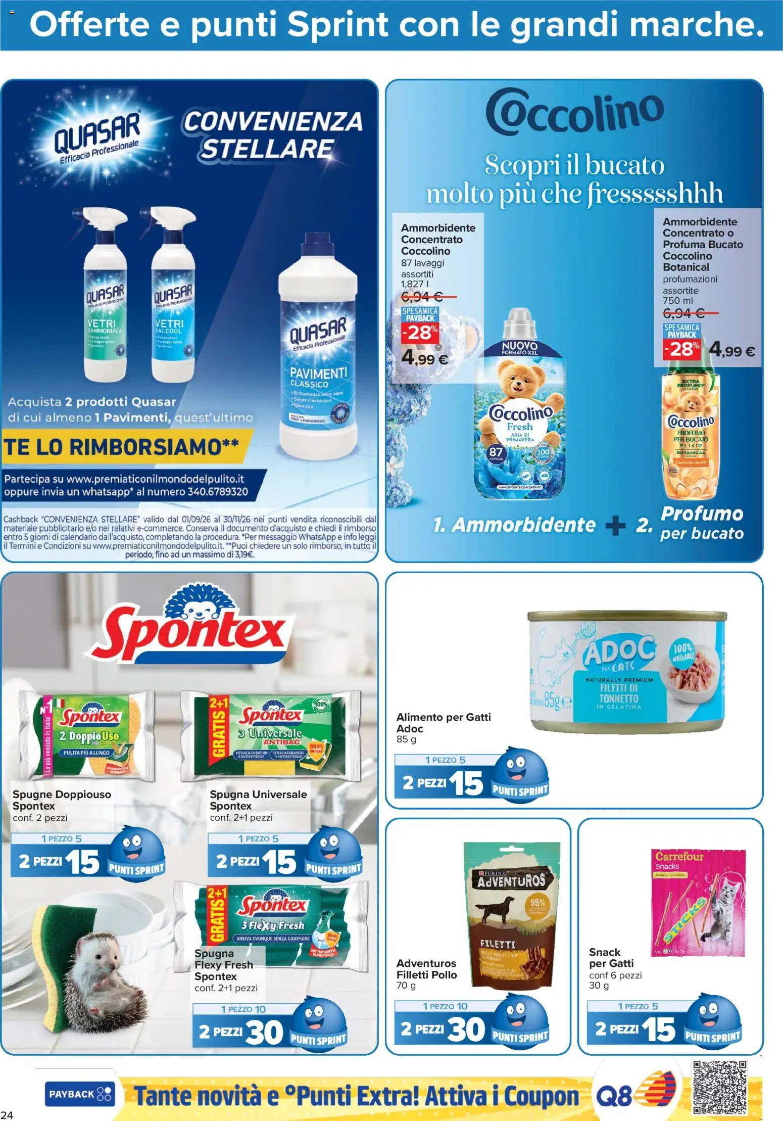 Anteprima dell'opuscolo Carrefour volantino Iper - Punti Sprint Payback dal negozio Carrefour valido da 23/10/2026 - Pollo, Profumo, Ammorbidente, Spugna, Spugne, Tè