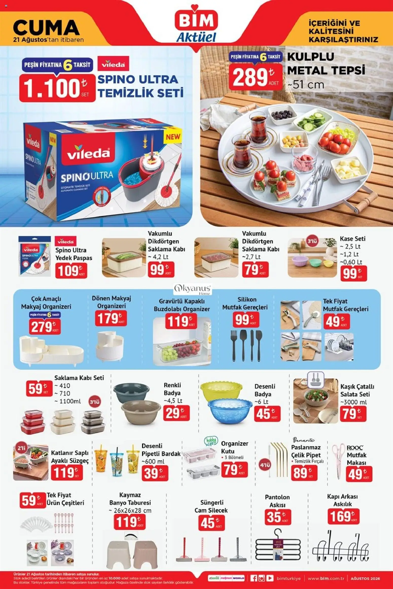 BİM BİM - Katalog Cuma 21.08.2026 - Broşürünün önizlemesi - Buzdolabı, Pantolon, Makyaj, Kaşe, Paspas, Kutu, Salata, Bardak