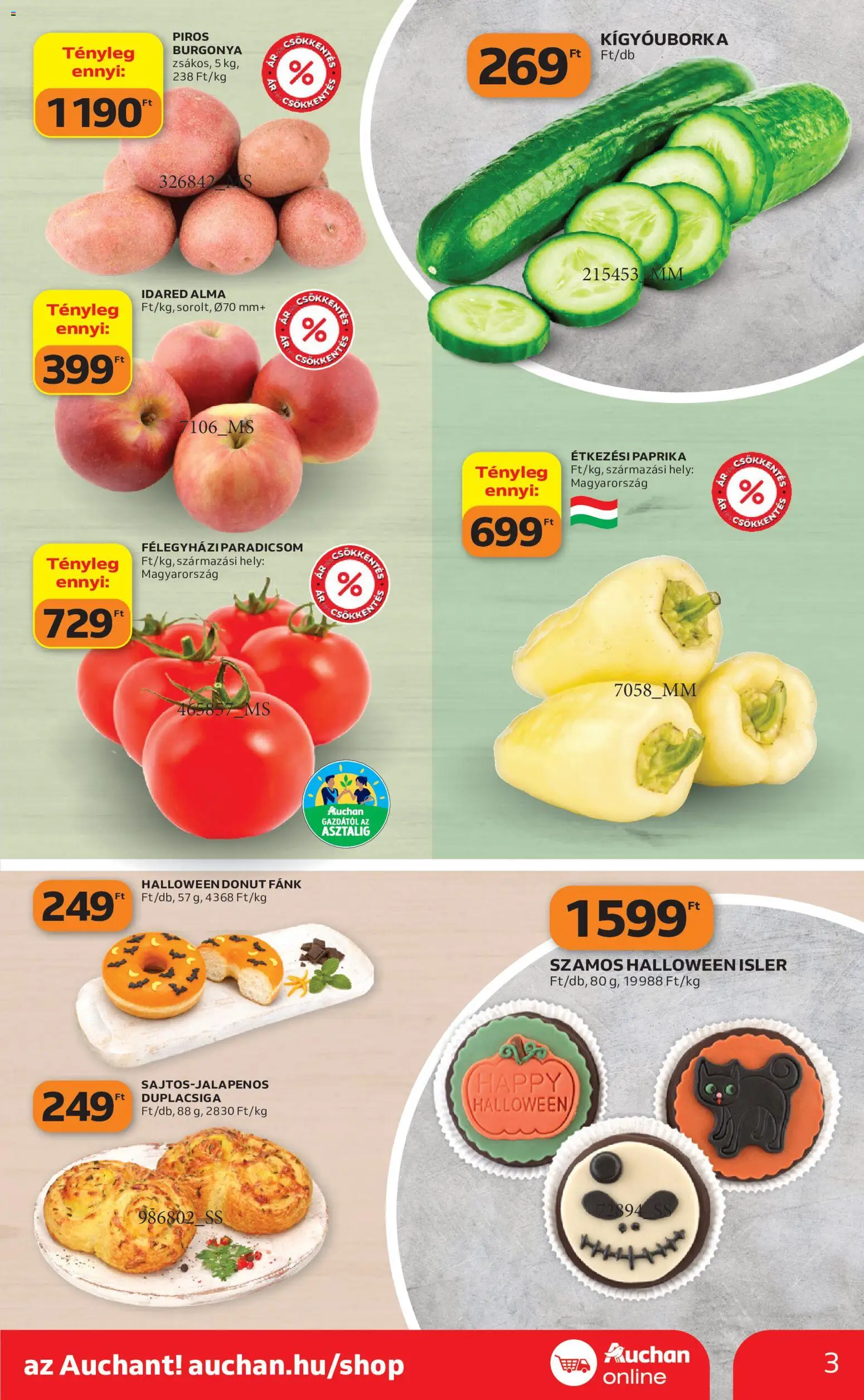 Auchan - Auchan Szupermarket akciós újság megtekintése, amely érvényes 2026.10.29.-től - Alma, Fánk, Paprika, Paradicsom, Burgonya, Kígyóuborka, Étkezési paprika