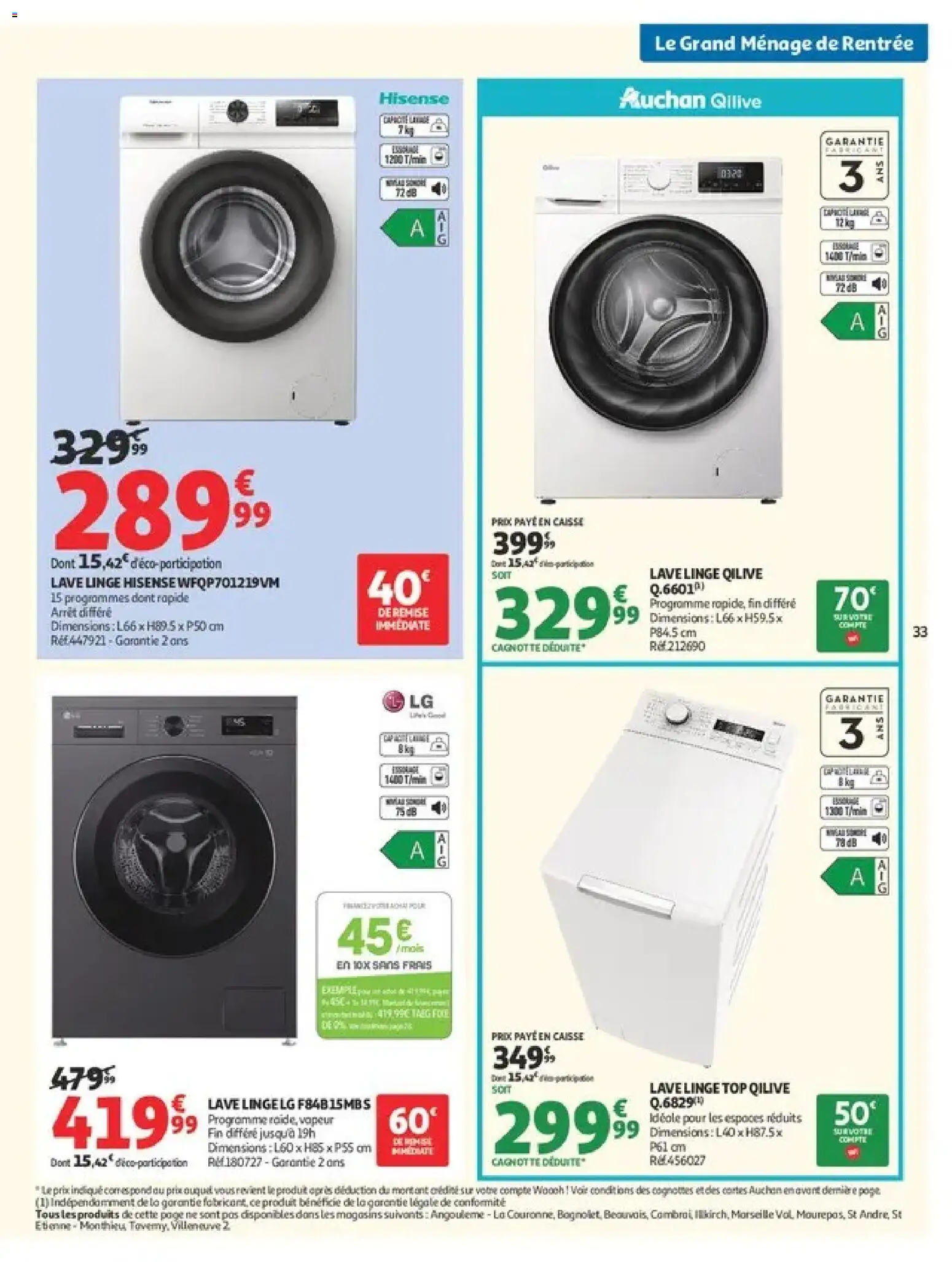 Prévisualisation de Auchan Ménage rentrée hypers du magasin Auchan formulaire valide 08/09/2026 - Lave linge