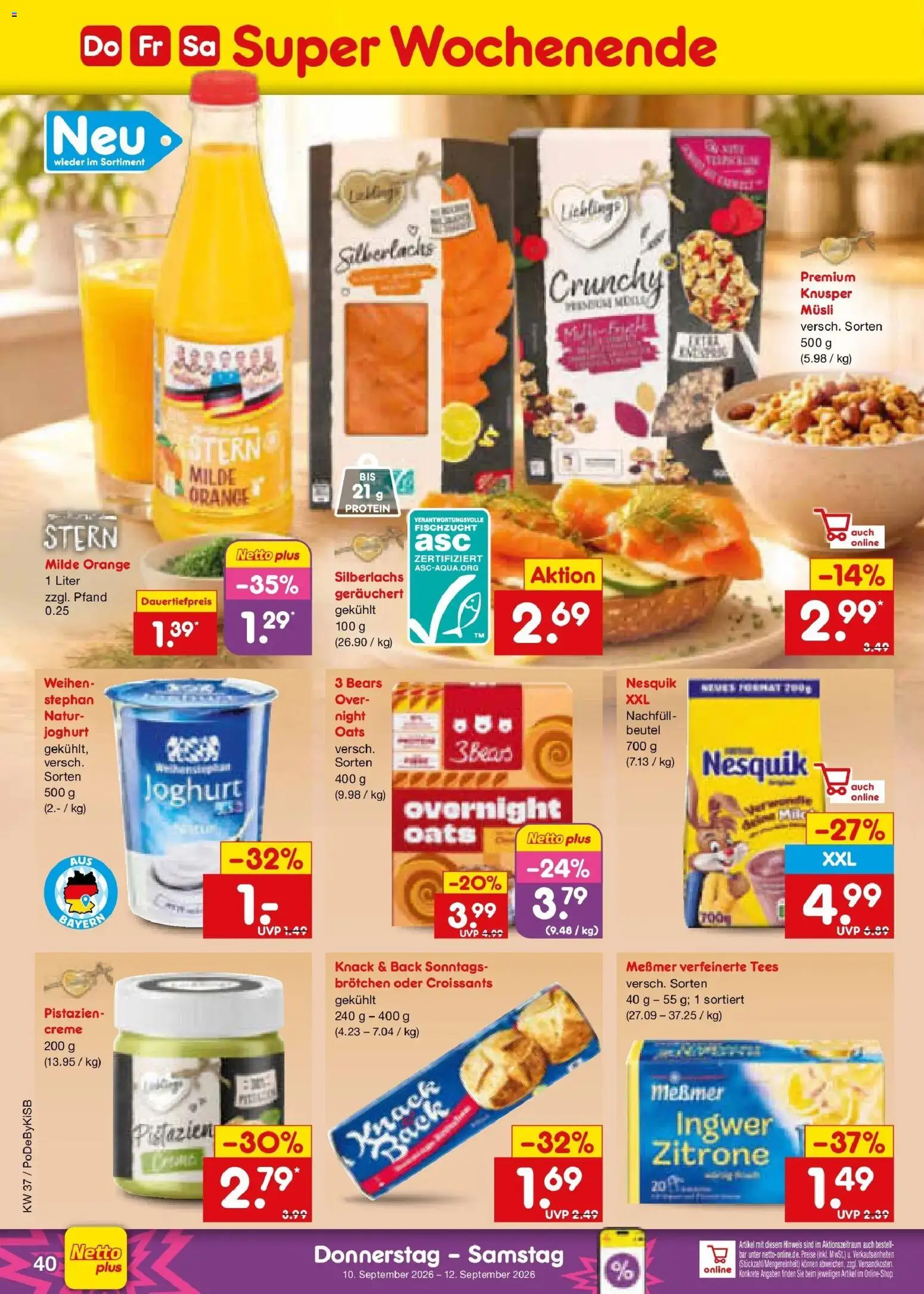 Vorschau von dem Prospekt des Geschäftes Netto Marken-Discount, gültig ab dem 07.09.2026 - Joghurt, Pistazien, Zitrone, Creme, Nesquik, Messmer, Musli