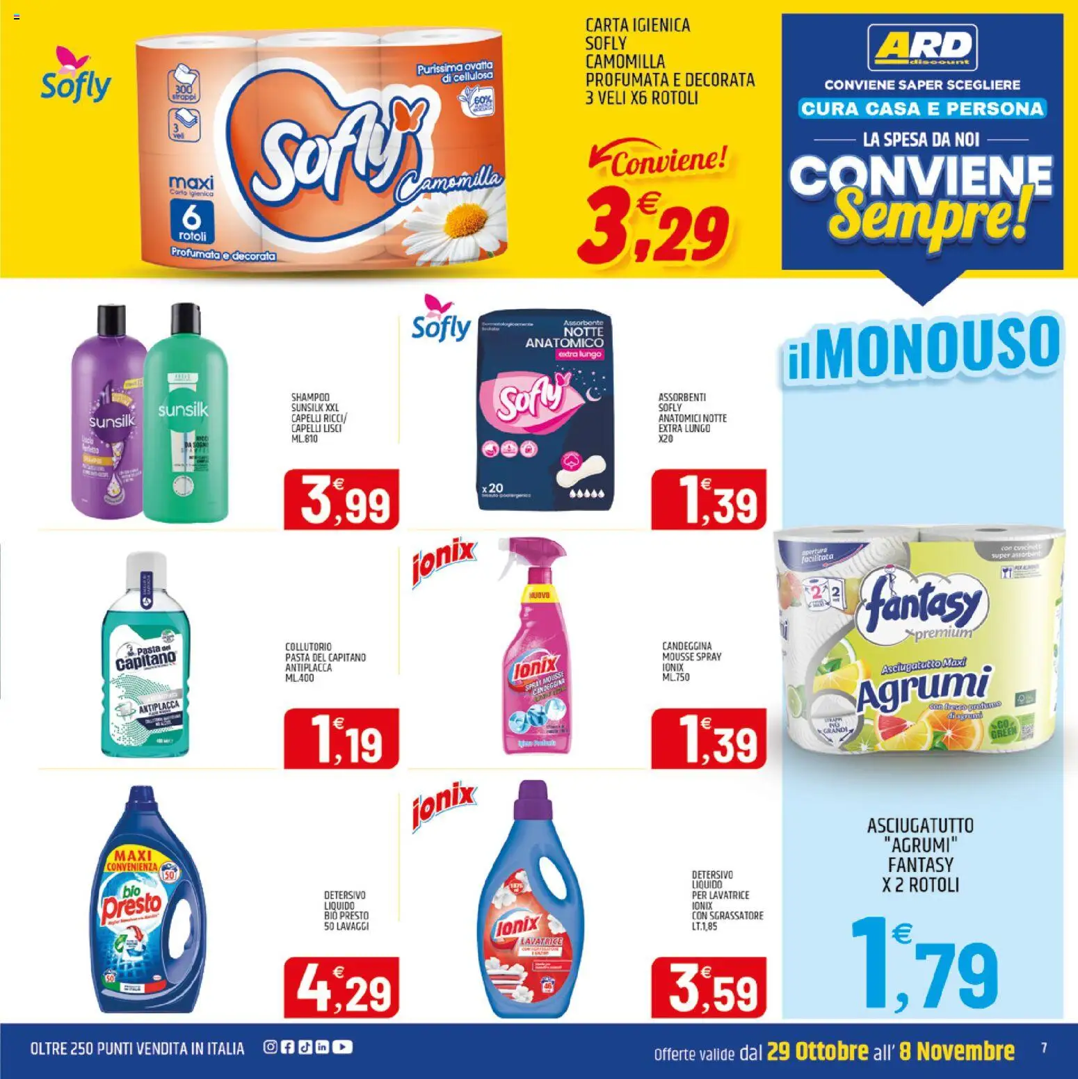 Anteprima dell'opuscolo ARD Discount volantino Sardegna dal negozio ARD Discount valido da 29/10/2026 - Pasta, Lavatrice, Shampoo, Carta igienica, Candeggina, Assorbenti, Sgrassatore, Asciugatutto