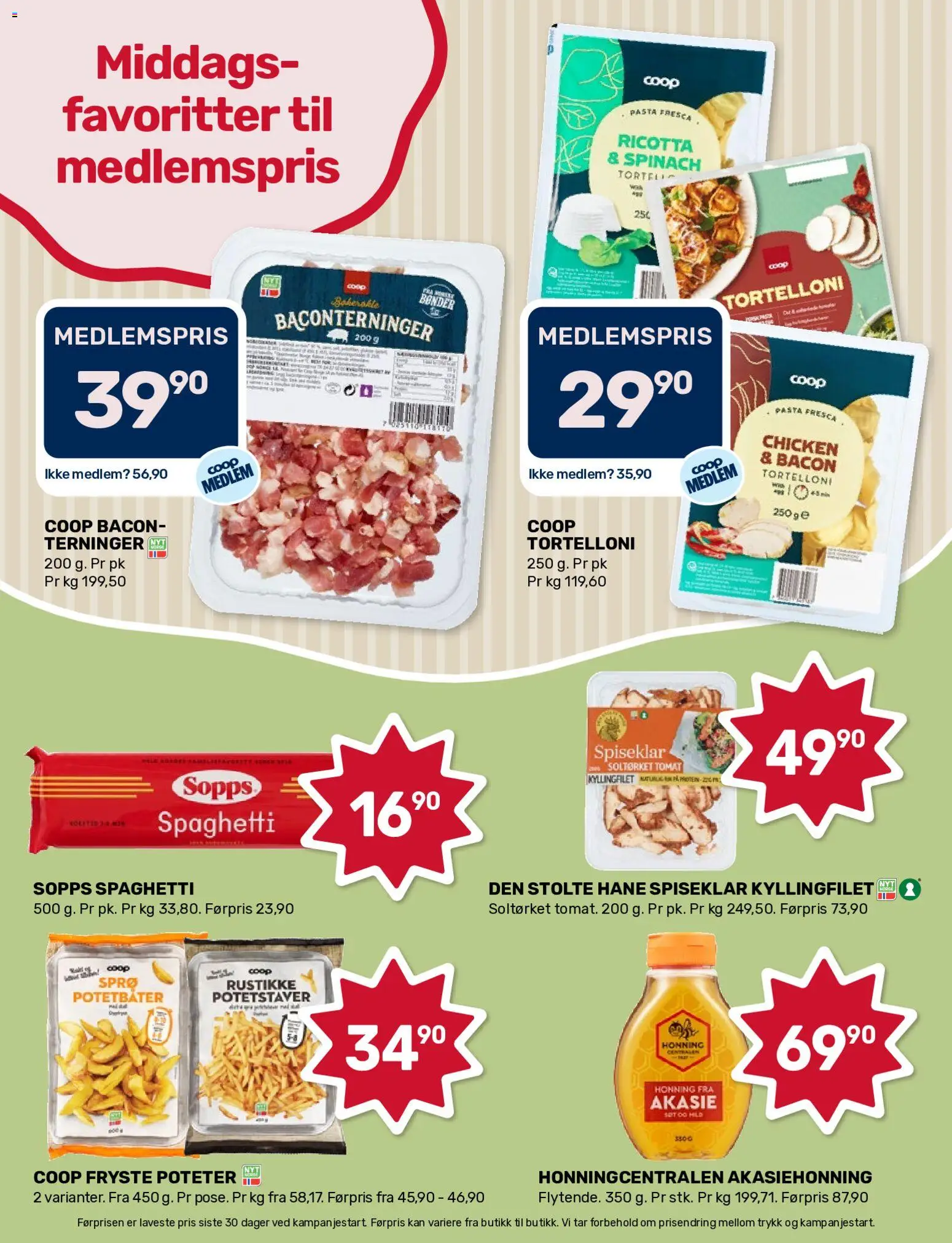 Forhåndsvis Coop Marked kundeavis fra butikk Coop Marked gyldig fra 19/10/2026 - Bacon, Pasta, Poteter, Ved, Kyllingfilet, Akasiehonning, Spaghetti, Tomat