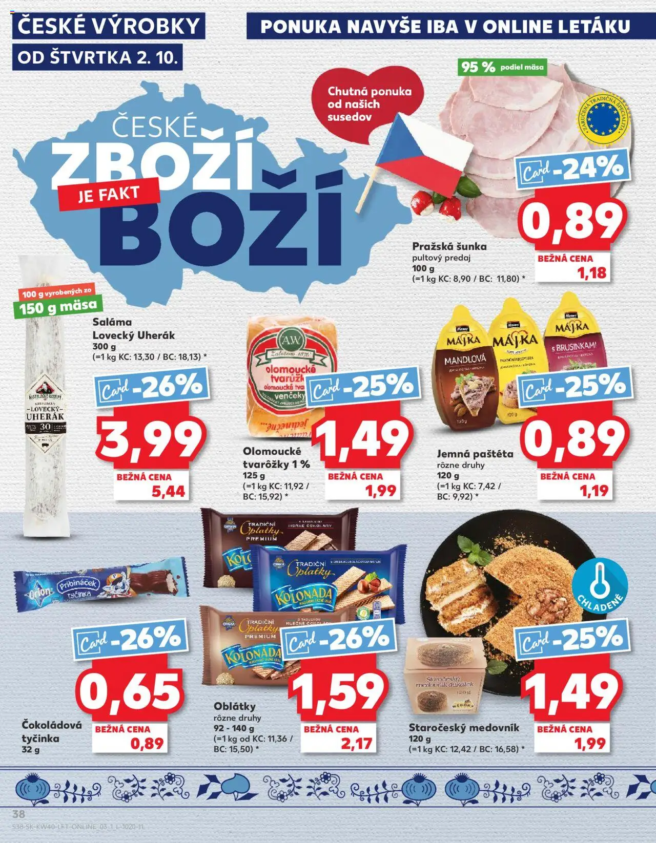 Náhľad Kaufland letáku platného od 02.10.2025 - Medovník, Šunka, Saláma, Oblátky