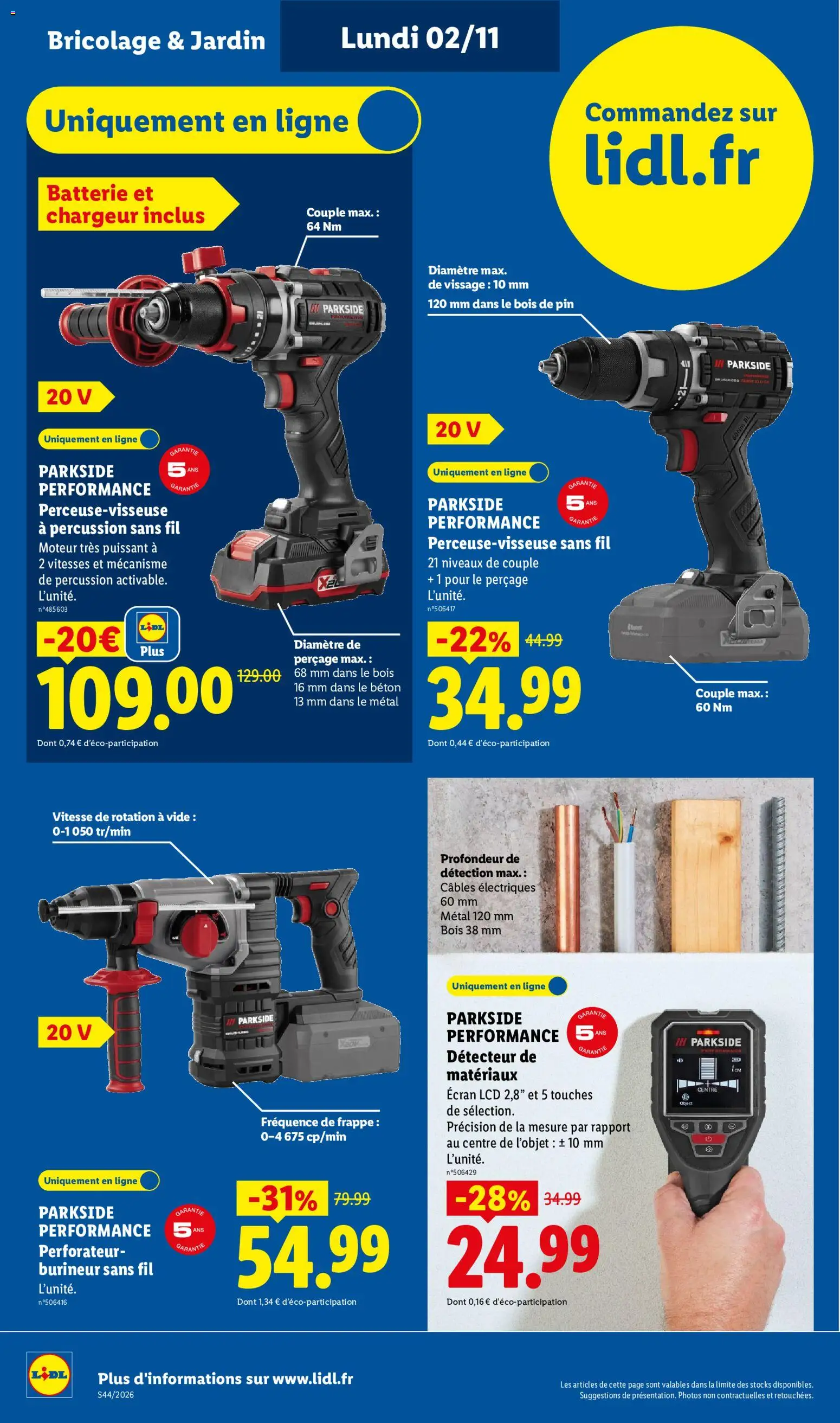 Prévisualisation de LIDL catalogue du magasin LIDL formulaire valide 29/10/2026 - Bricolage, Parkside, Batterie