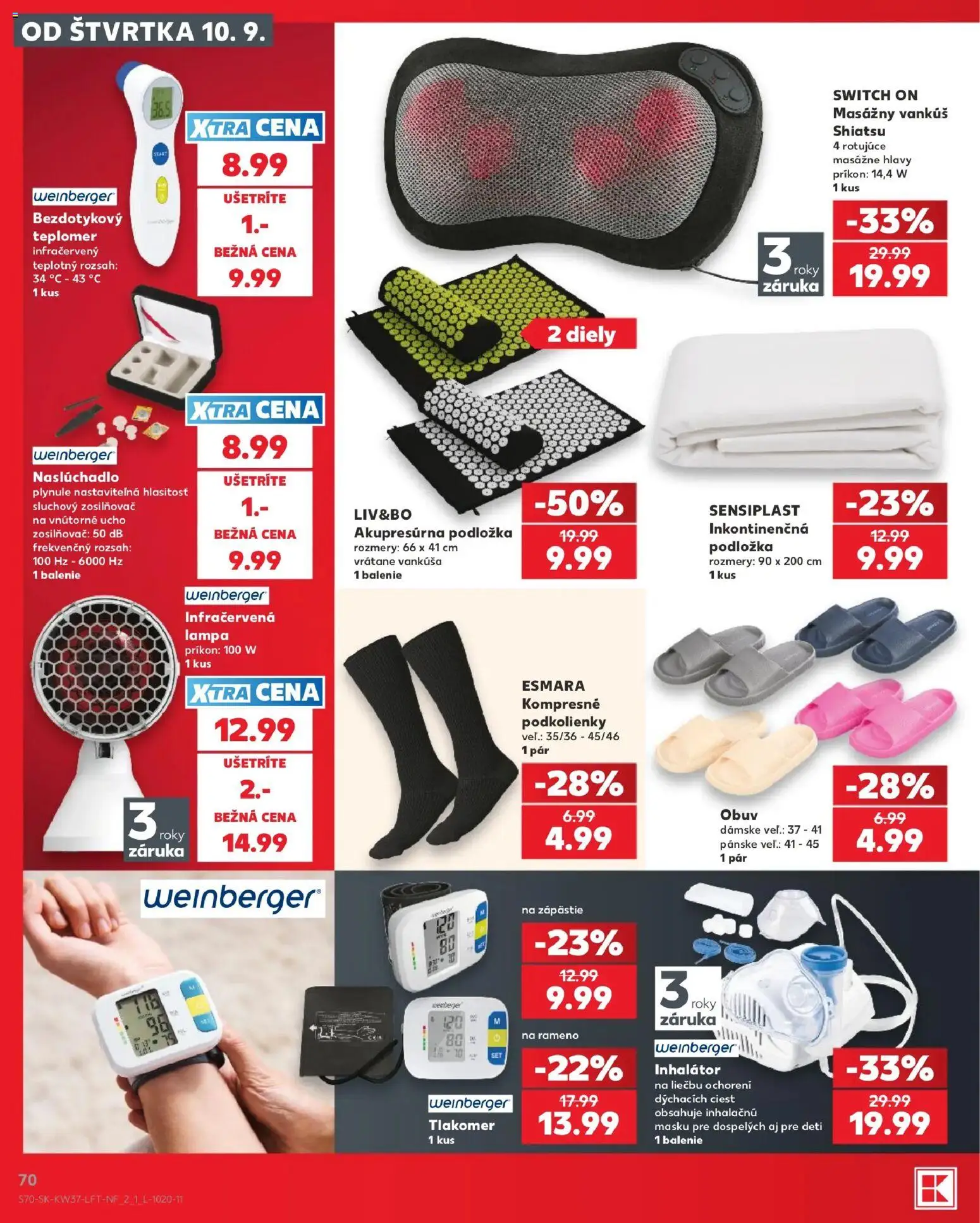 Náhľad Kaufland letáku platného od 10.09.2026 - Tlakomer, Lampa, Teplomer, Vankúš, Inhalátor