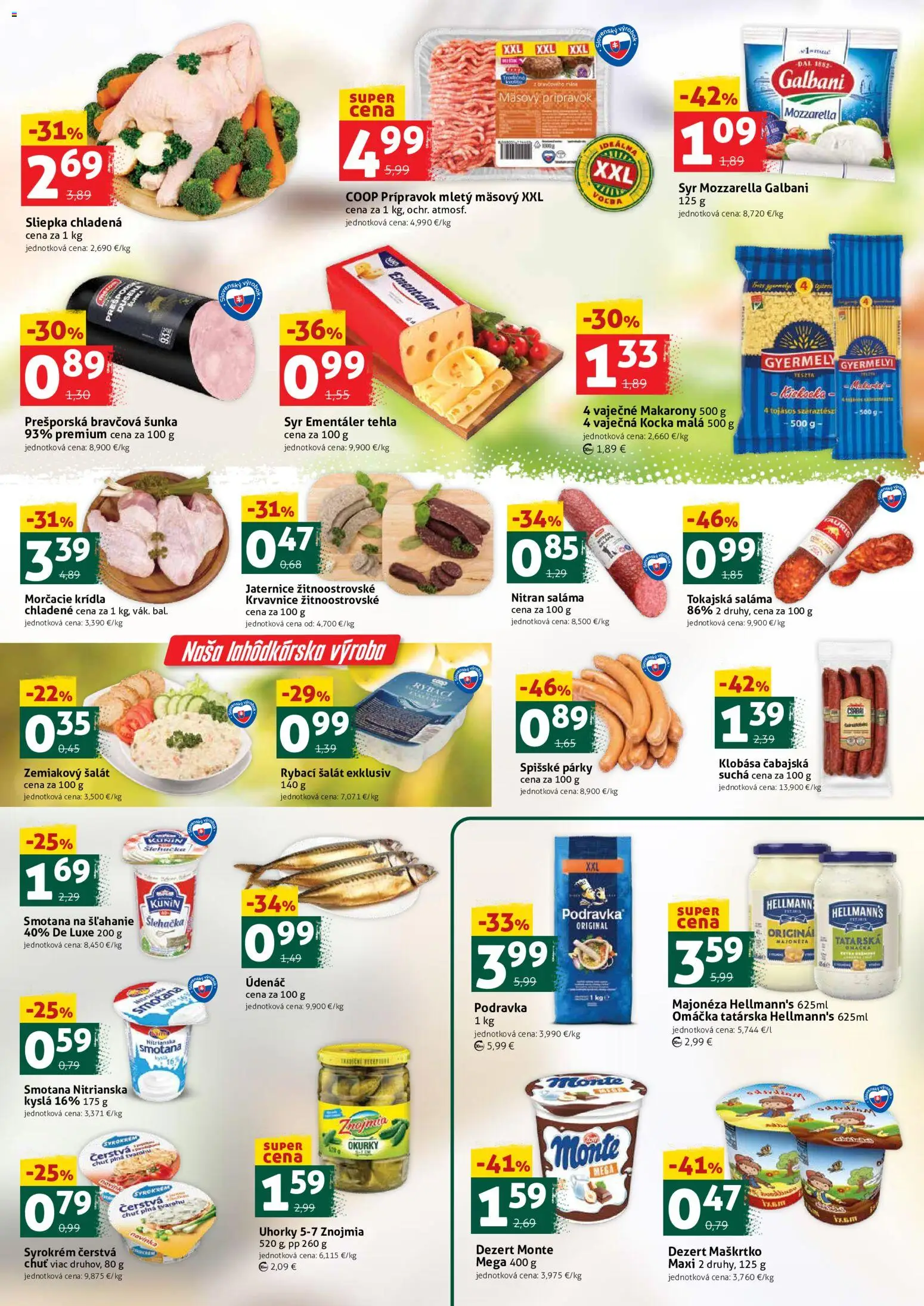 Náhľad COOP Jednota letáku platného od 16.10.2026 - Syr, Dezert, Smotana na šľahanie, Zemiakový šalát, Párky, Omáčka, Smotana, Saláma