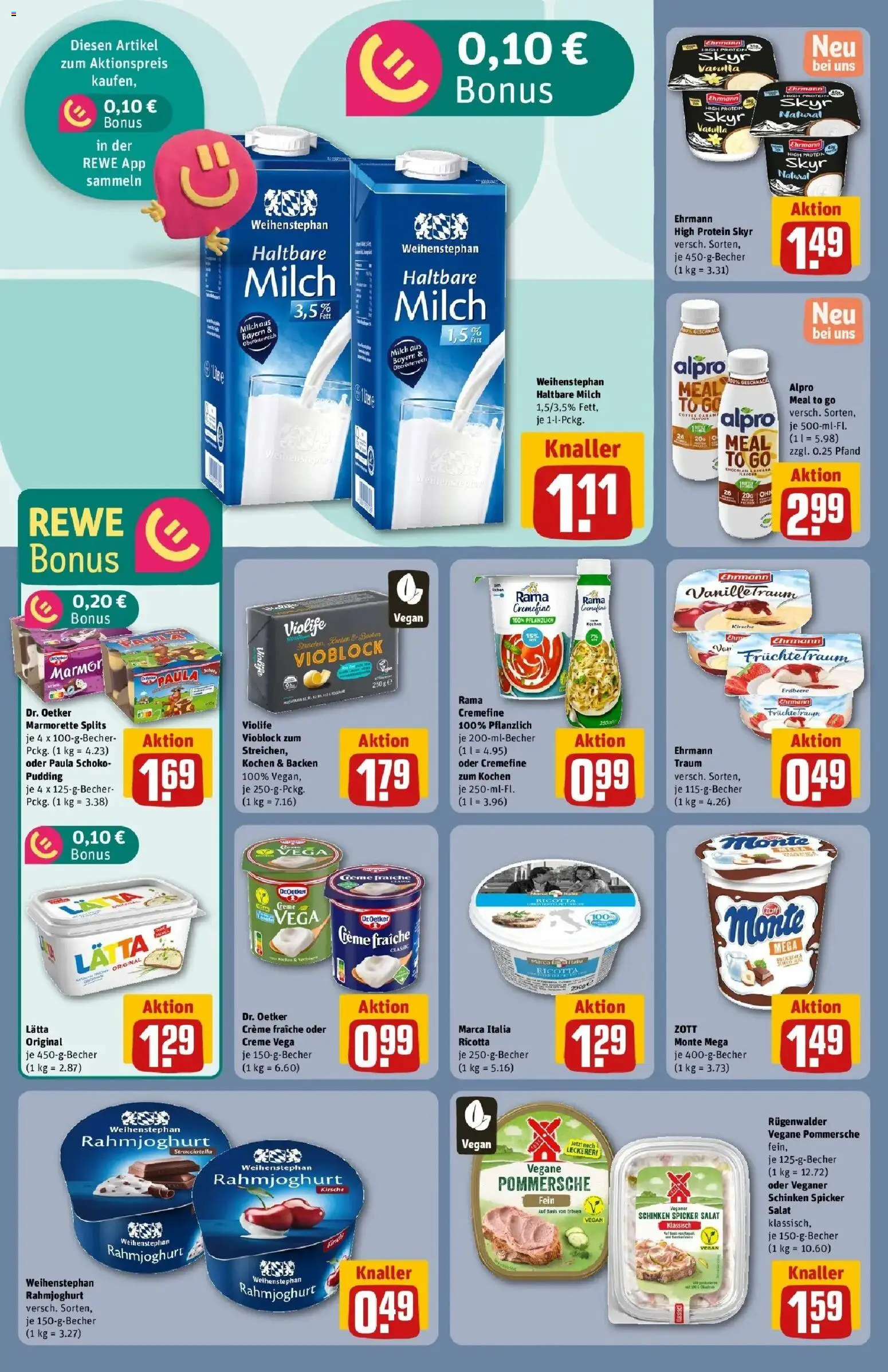 Vorschau von dem Prospekt des Geschäftes Rewe, gültig ab dem 02.03.2026 - Salat, Milch, Creme, Rama, Rama cremefine, Haltbare milch, Lätta, Milch 3,5%