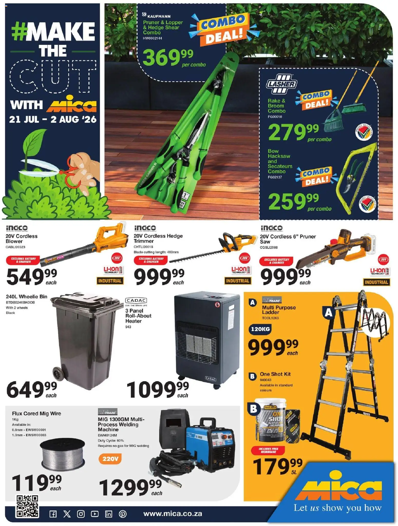 Preview of MICA flyer valid from 21/07/2026 - Heater, Battery, Broom, Charger, Hacksaw