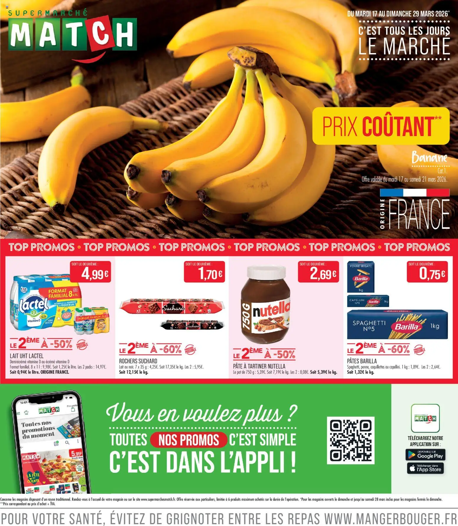 Prévisualisation de Match Supermarché - C'est tout les jours le marché | Villerupt du magasin Match Supermarché formulaire valide 16/03/2026 - Store, Nutella, Lait, Pâte, Pâtes, Coquillettes, Barilla, Pâtes Barilla