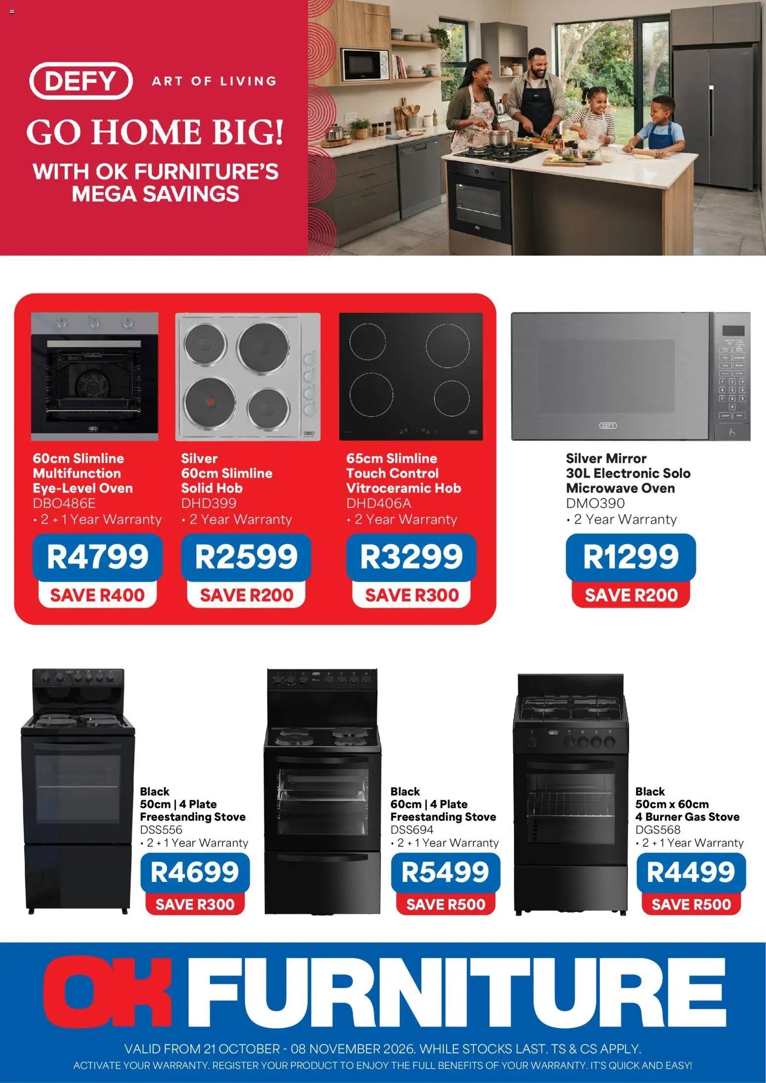 OK Furniture Defy Mega Savings from 21/10 - 08/11/2026
