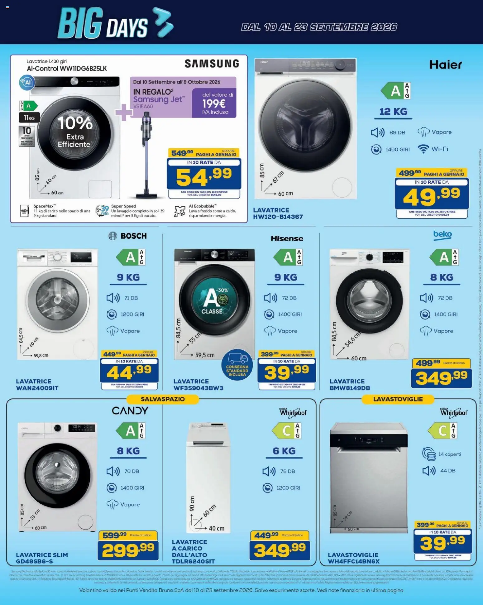 Anteprima dell'opuscolo BRUNO volantino dal negozio BRUNO valido da 10/09/2026 - Samsung, Lavatrice, Lavastoviglie, Data