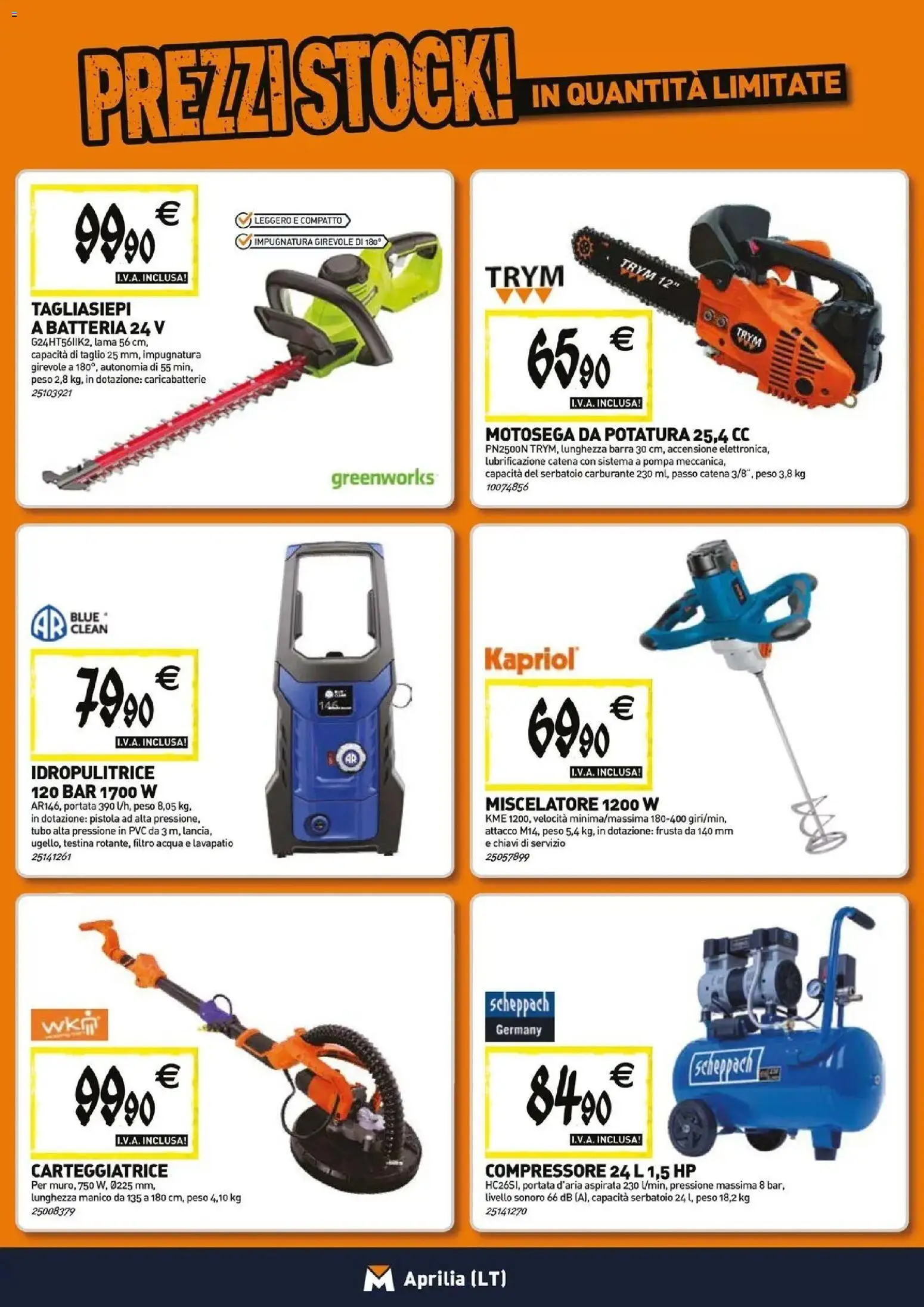 Anteprima dell'opuscolo TECNOMAT catalogo Aprilia dal negozio TECNOMAT valido da 27/08/2026 - Acqua, Caricabatterie, Motosega, Compressore, Tagliasiepi, Taglio, Miscelatore, Tubo