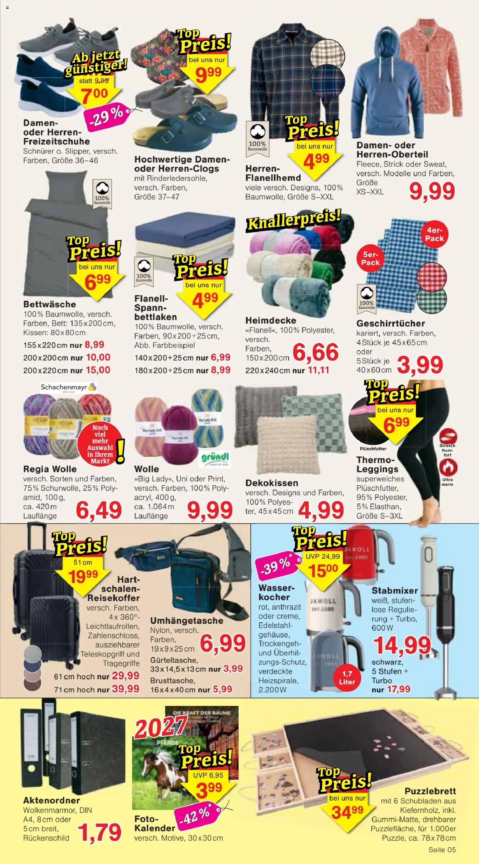 Vorschau von dem Prospekt des Geschäftes Jawoll, gültig ab dem 07.09.2026 - Wasser, Bettwäsche, Bett, Kissen, Leggings, Stabmixer, Kocher