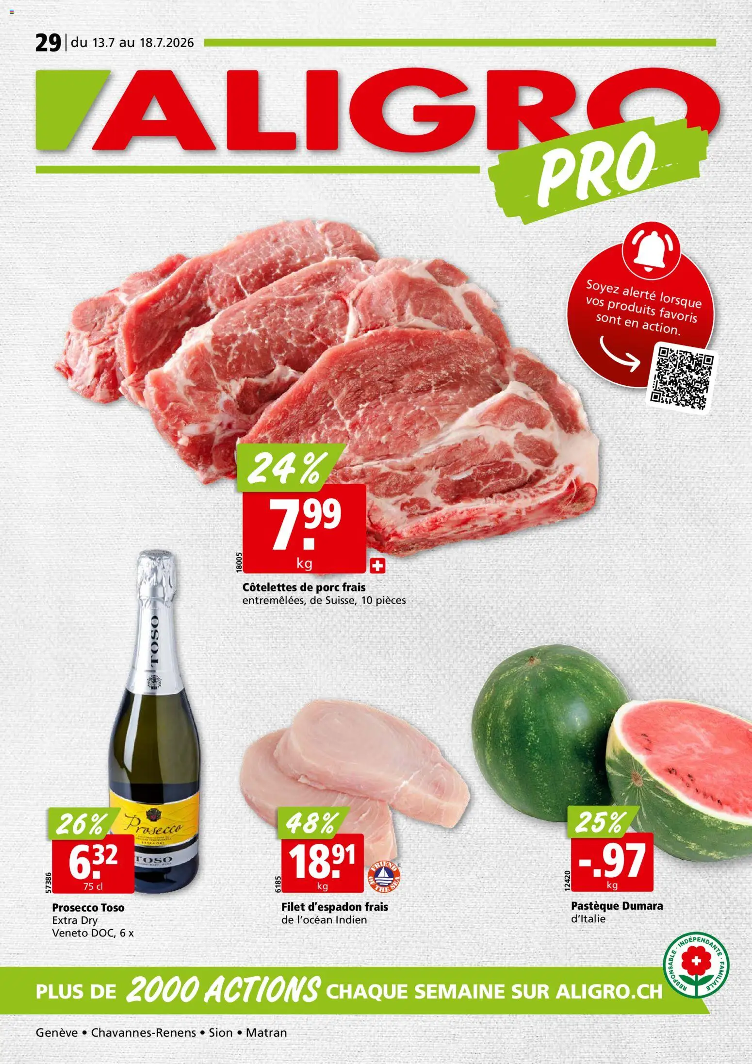 Vorschau des Merkblatts Aligro aktionen Chavannes, Matran, Genève, Sion vom Shop Aligro gültig von 13.07.2026 bis 18.07.2026 - Prosecco