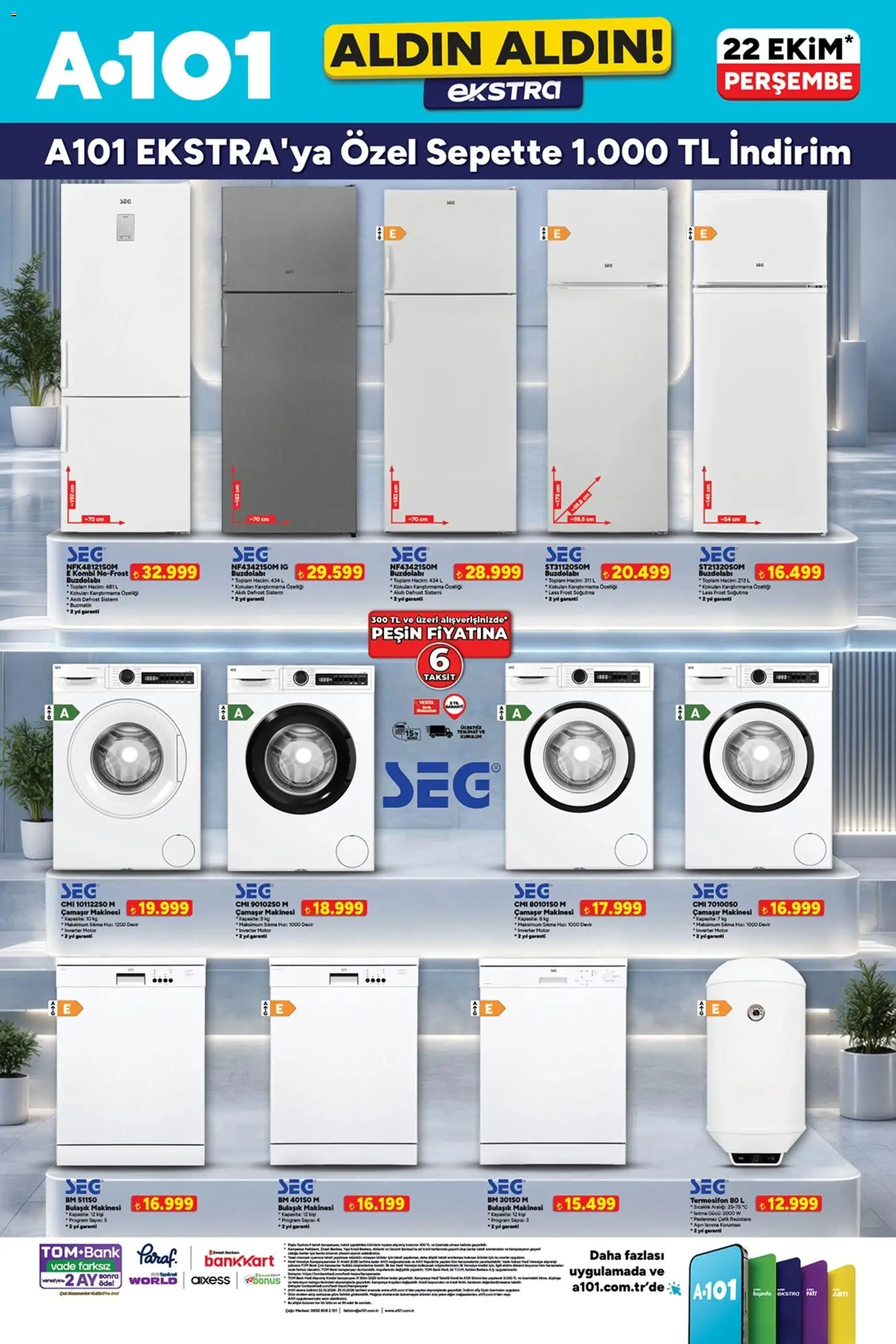 A101 A101 - Katalog Aldın Aldın Ekstra 22.10.2026 - Broşürünün önizlemesi - Çamaşır makinesi, Buzdolabı, Bulaşık makinesi