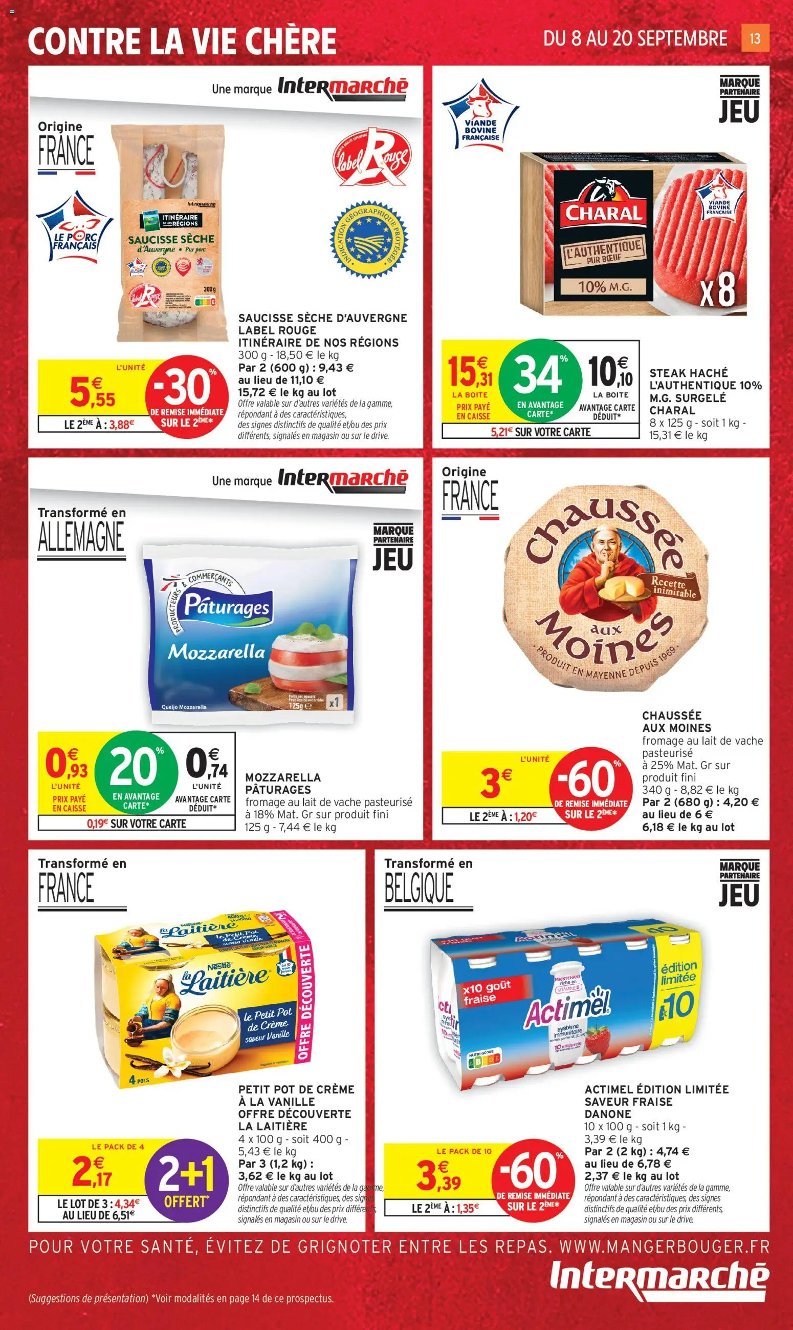 Prévisualisation de Intermarché - C'est notre anniversaire du magasin Intermarché formulaire valide 08/09/2026 - Lait, Steak, Vanille, Crème, Saucisse, Porc, Chaussée aux Moines, Viande bovine