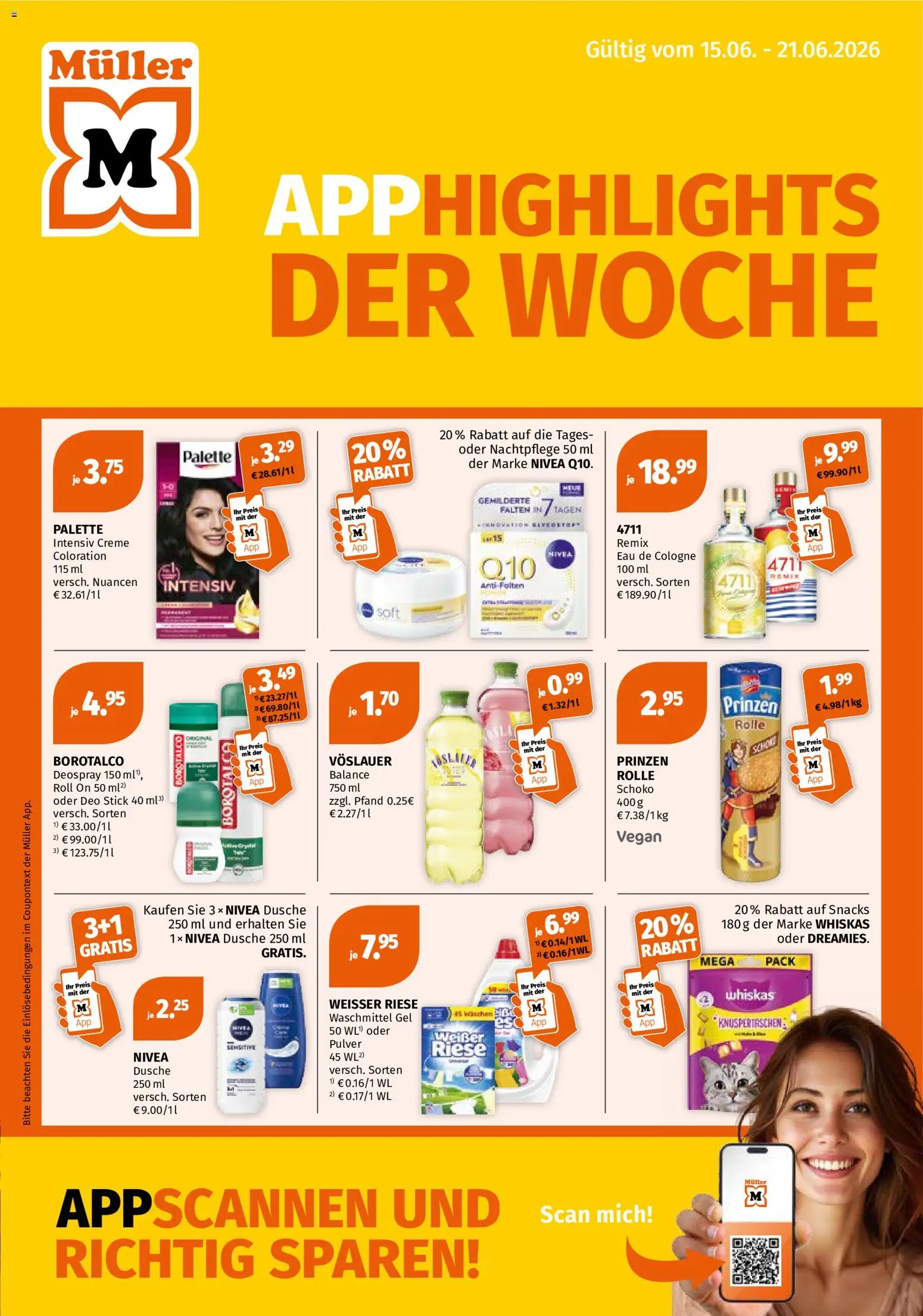 Vorschau der Angebote: Müller Müller Flugblatt gültig ab 15.06.2026 - Dusche, Waschmittel, Creme