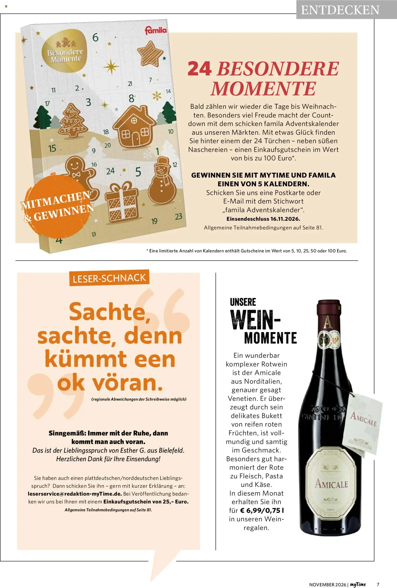 Vorschau von dem Prospekt des Geschäftes Famila Nordwest, gültig ab dem 01.11.2026 - Pasta, Wein, Rotwein