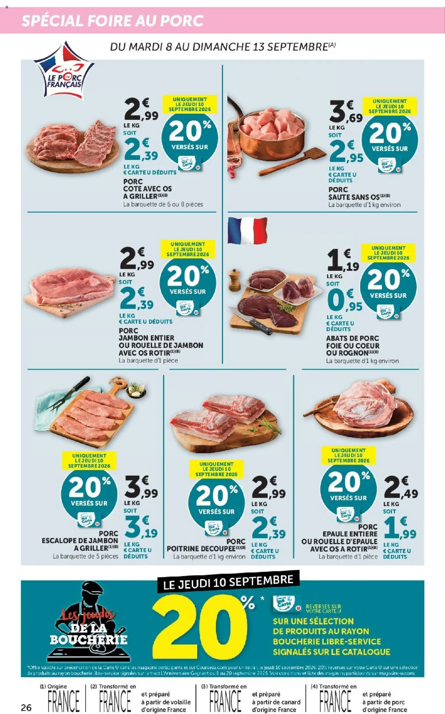 Prévisualisation de Super U catalogue du magasin Super U formulaire valide 08/09/2026 - Canard, Foie, Jambon, Volaille, Porc, Foire au porc, Jambon entier