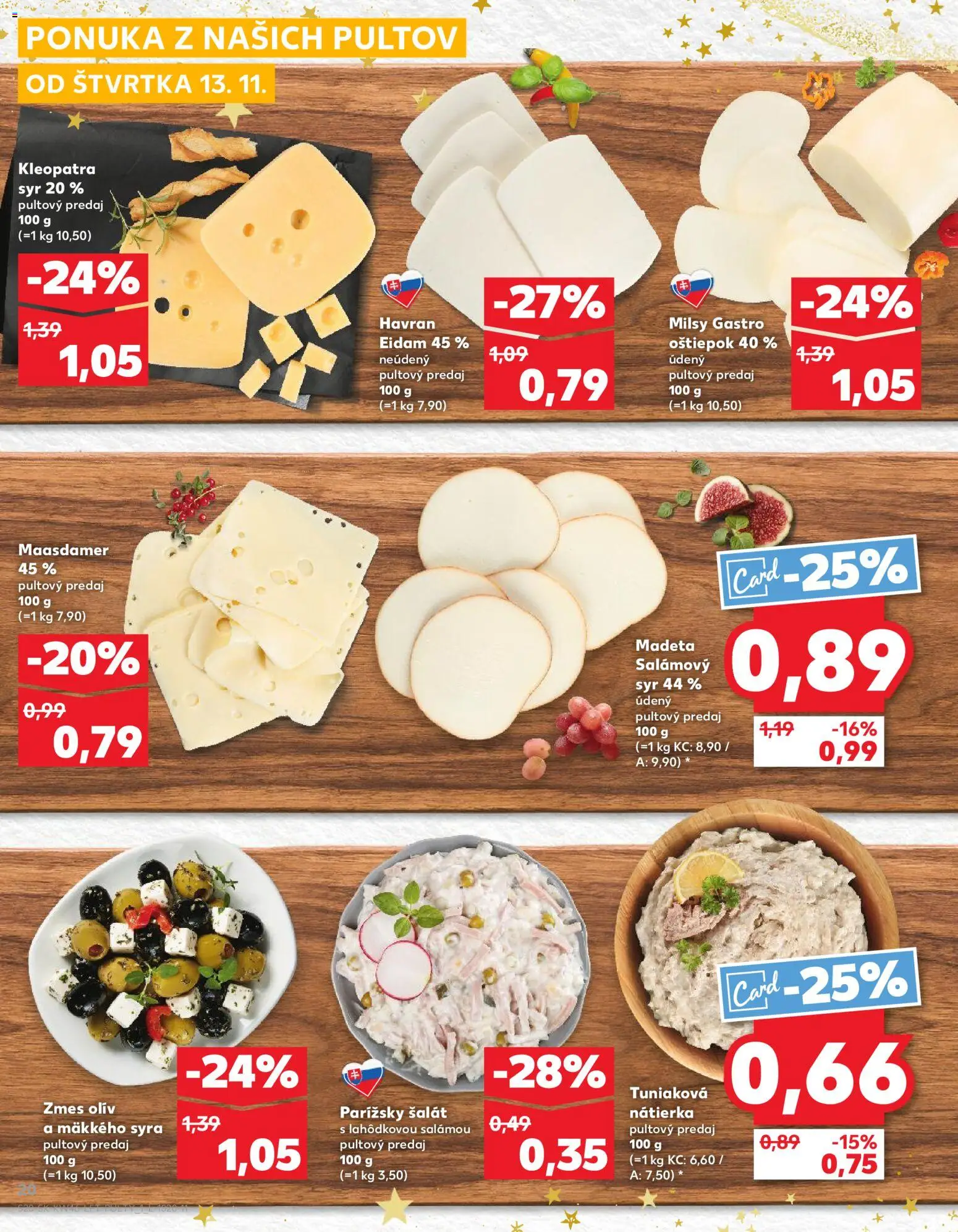 Náhľad Kaufland letáku platného od 13.11.2025 - Syr, Šalát, Nátierka, Eidam