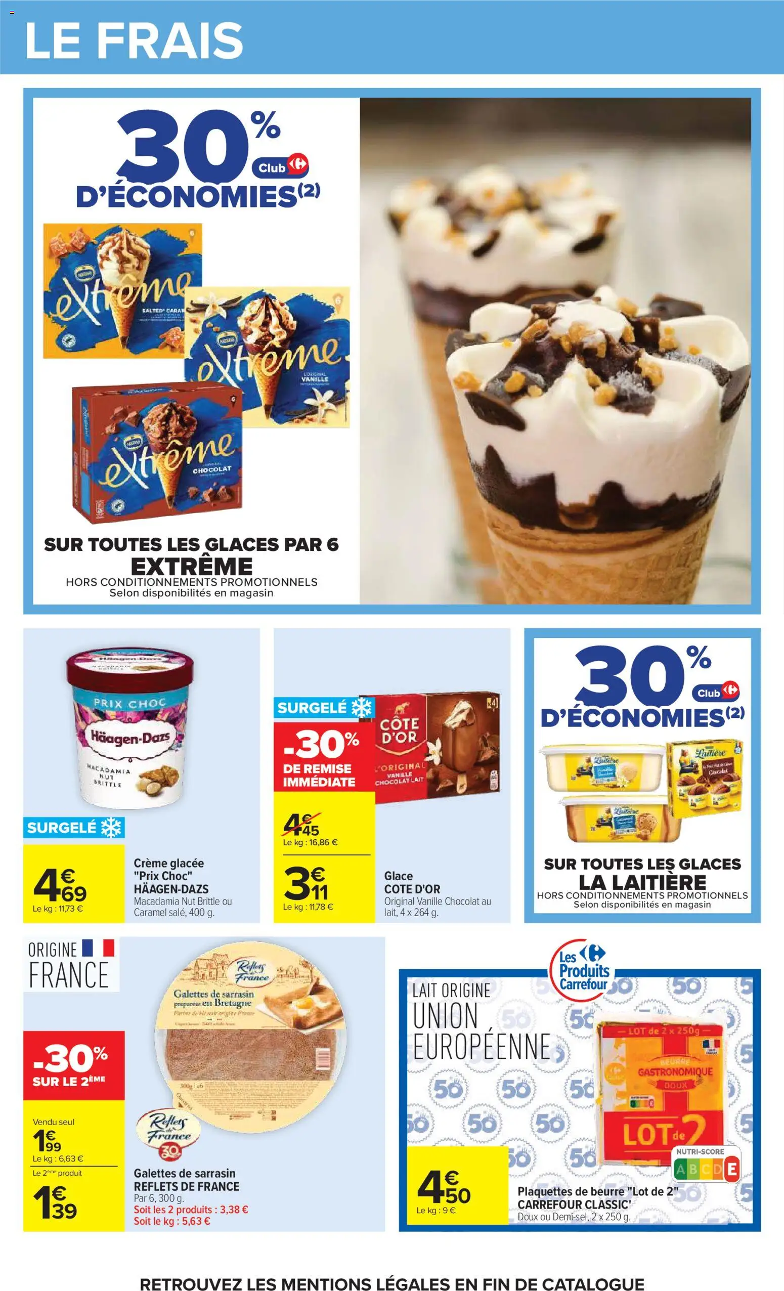 Prévisualisation de Carrefour Petit déjeuner du magasin Carrefour formulaire valide 03/11/2026 - Glace, Chocolat, Lait, Beurre, Vanille, Crème, Farine de ble, Häagen-Dazs