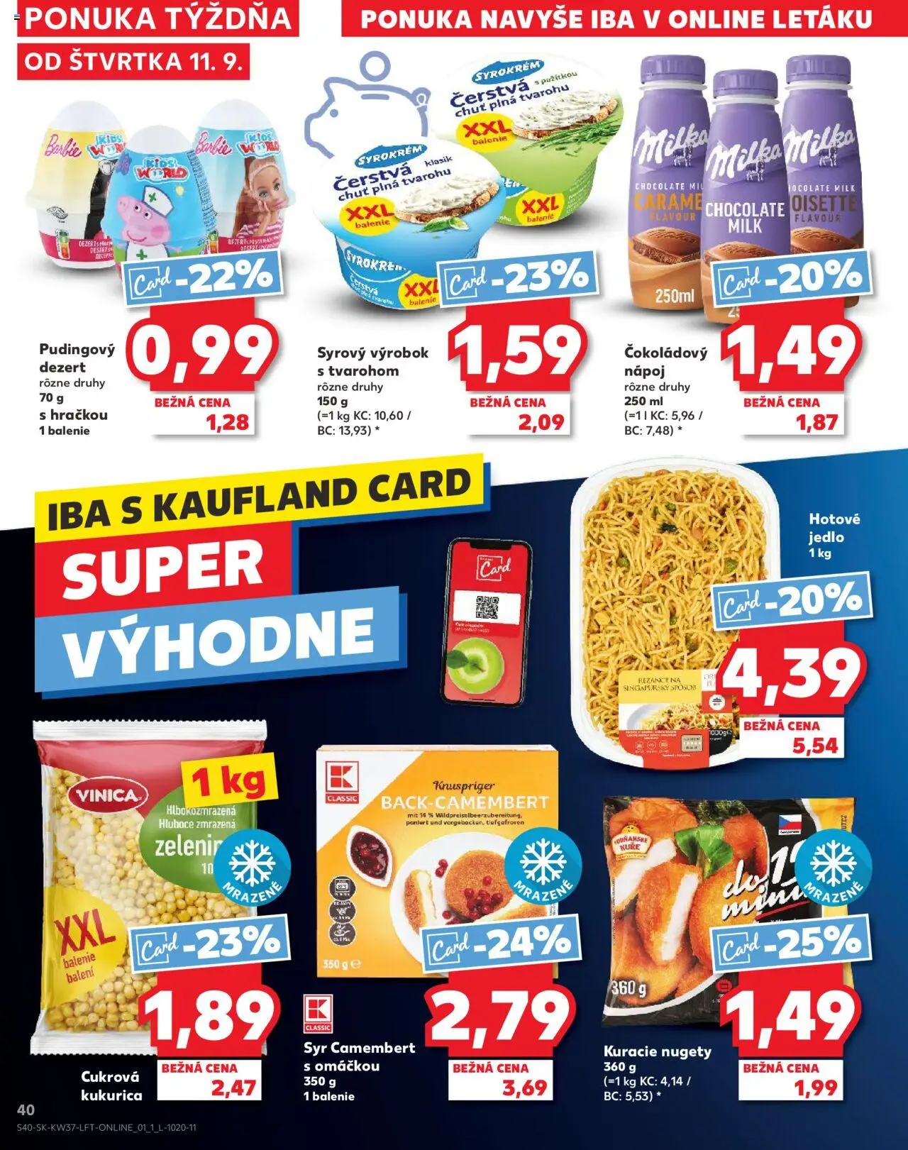 Náhľad Kaufland letáku platného od 11.09.2025 - Syr, Milka, Kukurica, Rezance
