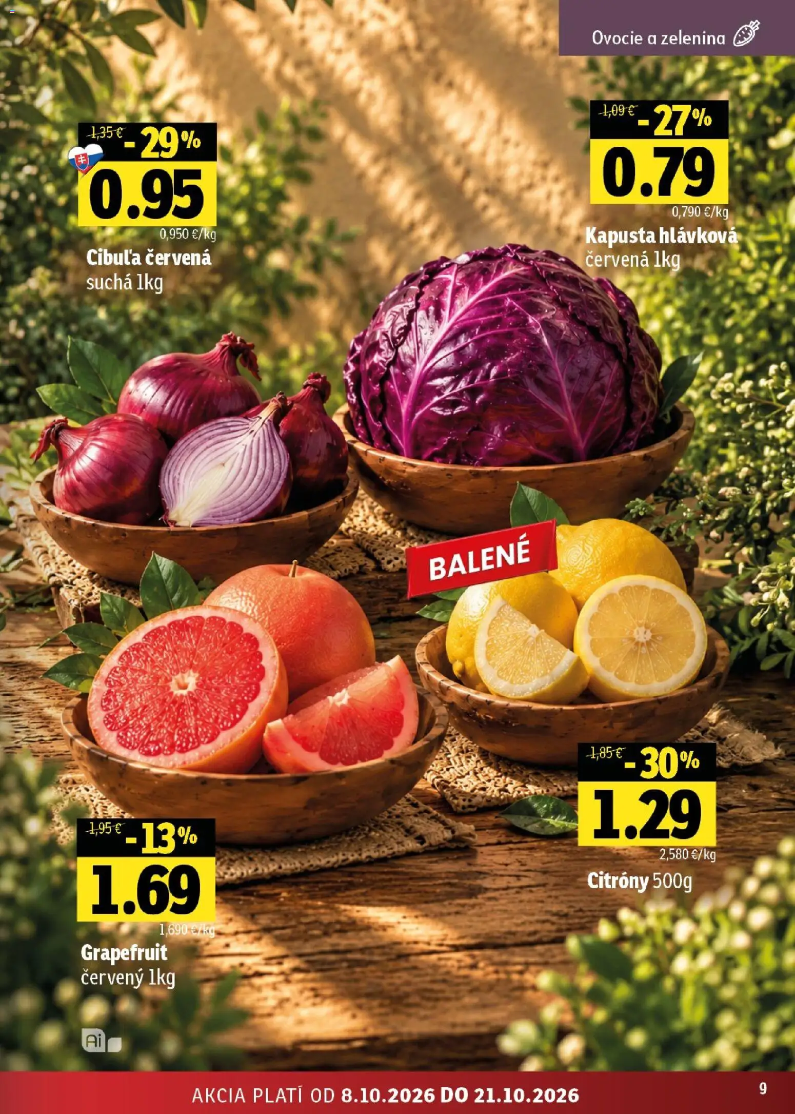 Náhľad Fresh letáku platného od 08.10.2026 - Ovocie, Zelenina, Kapusta, Cibuľa, Grapefruit, Citróny, Cibuľa červená