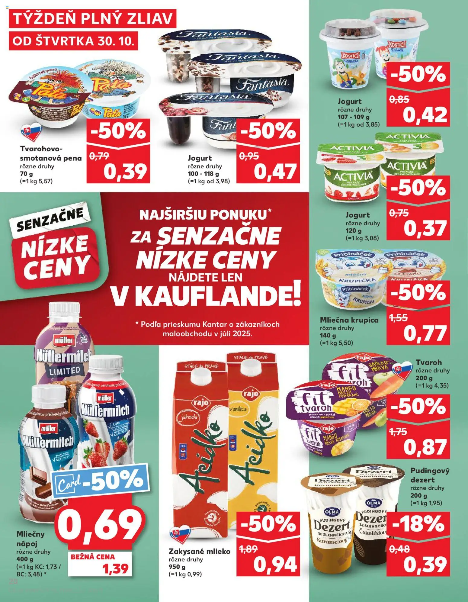 Náhľad Kaufland letáku platného od 30.10.2025 - Mango, Tvaroh, Mlieko, Krupica, Jogurt, Acidko, Pena, Zakysané mlieko