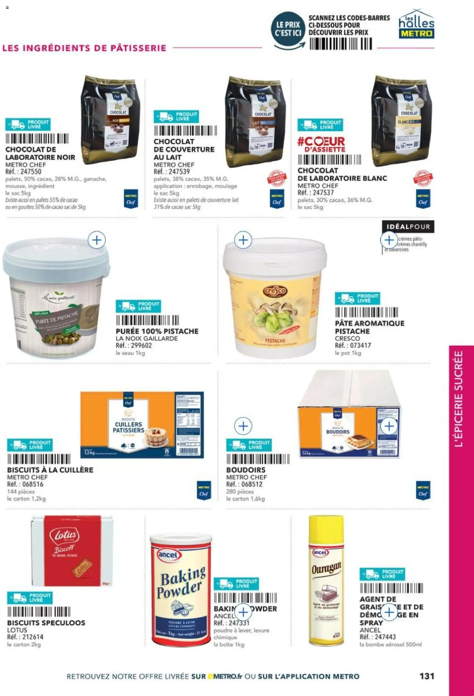 Prévisualisation de METRO - Restauration rapide du magasin METRO formulaire valide 14/04/2026 - Chocolat, Livre, Pâte, Spéculoos, Noix, Couverture, Cacao, Poudre