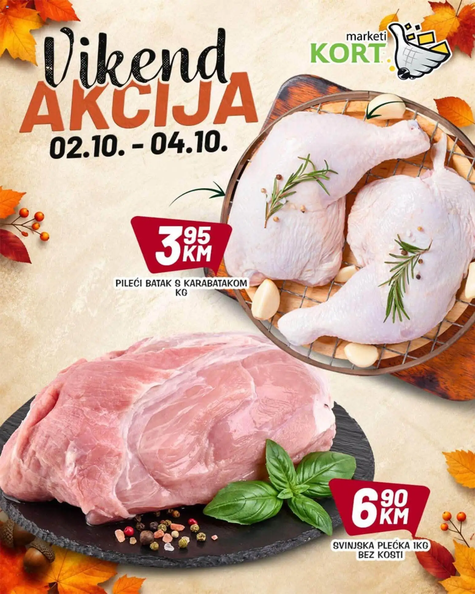 Pregled letka Kort Marketi vikend akcija trgovine Kort Marketi vrijedi od 02.10.2026