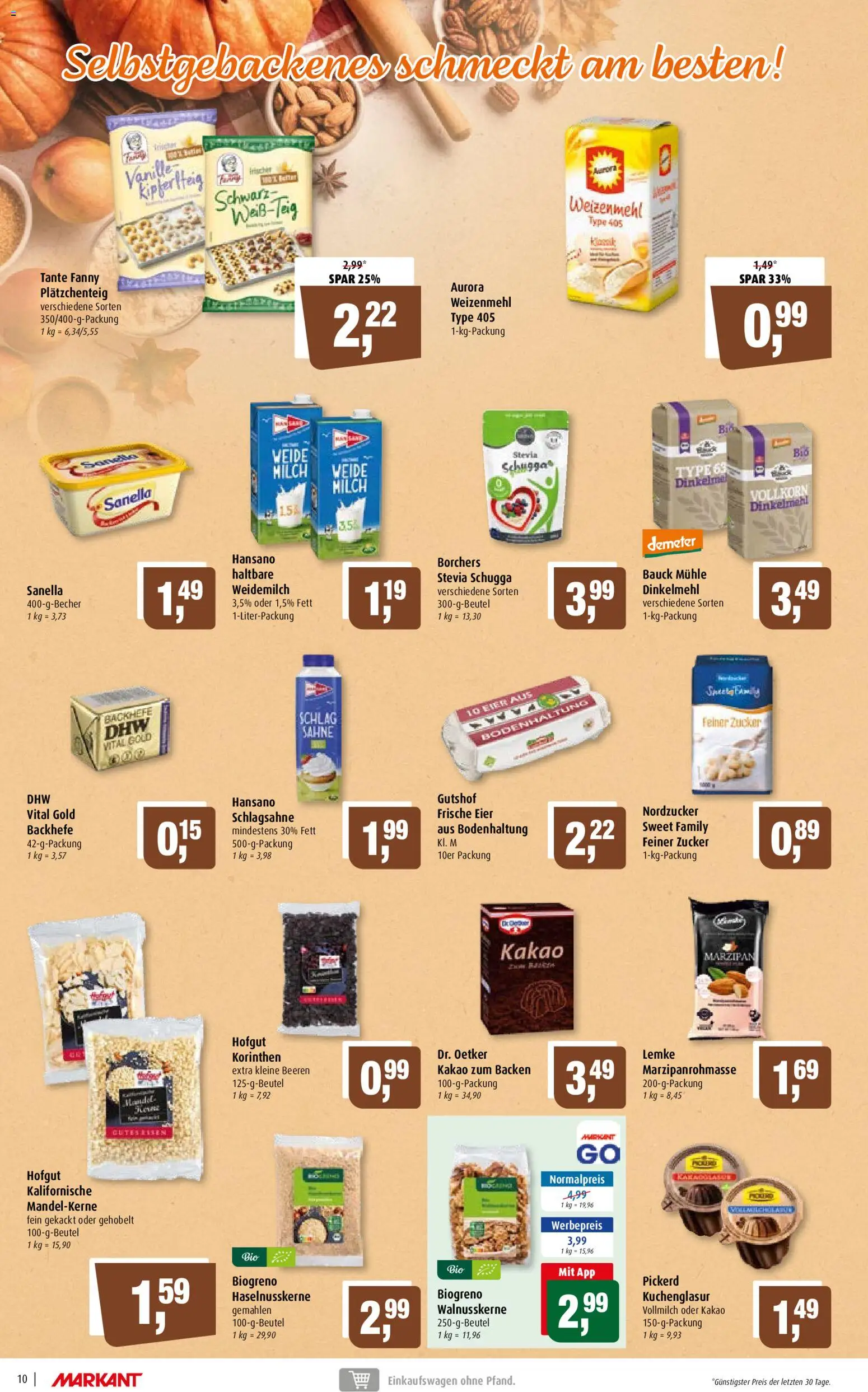 Vorschau von dem Prospekt des Geschäftes Markant, gültig ab dem 02.11.2026 - Milch, Eier, Schlagsahne, Mühle, Sahne, Vanille, Weizenmehl, Sanella