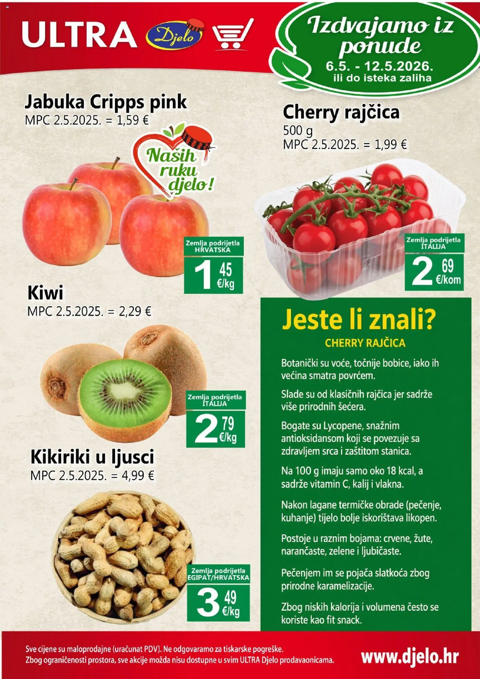 Pregled letka Djelo Katalog trgovine Djelo vrijedi od 06.05.2026
