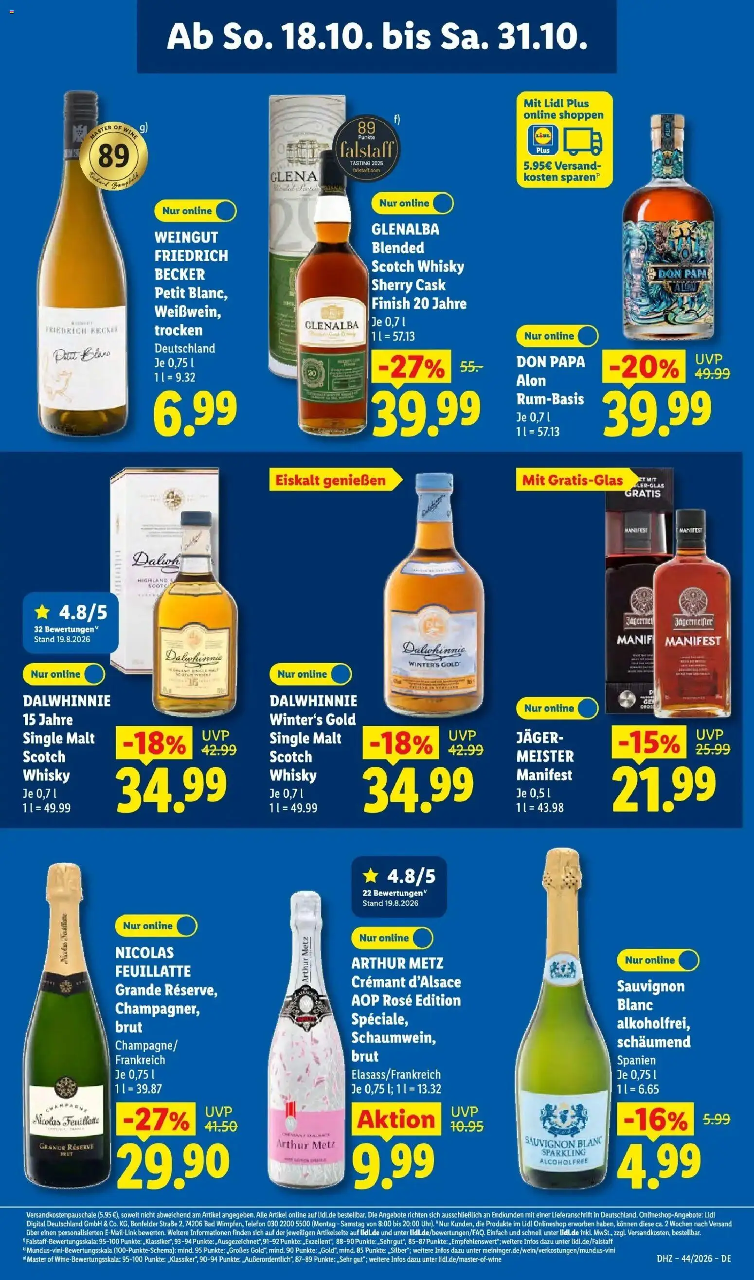 Vorschau von dem Prospekt des Geschäftes Lidl, gültig ab dem 26.10.2026 - Telefon, Bad, Whisky, Jägermeister, Rum, Finish