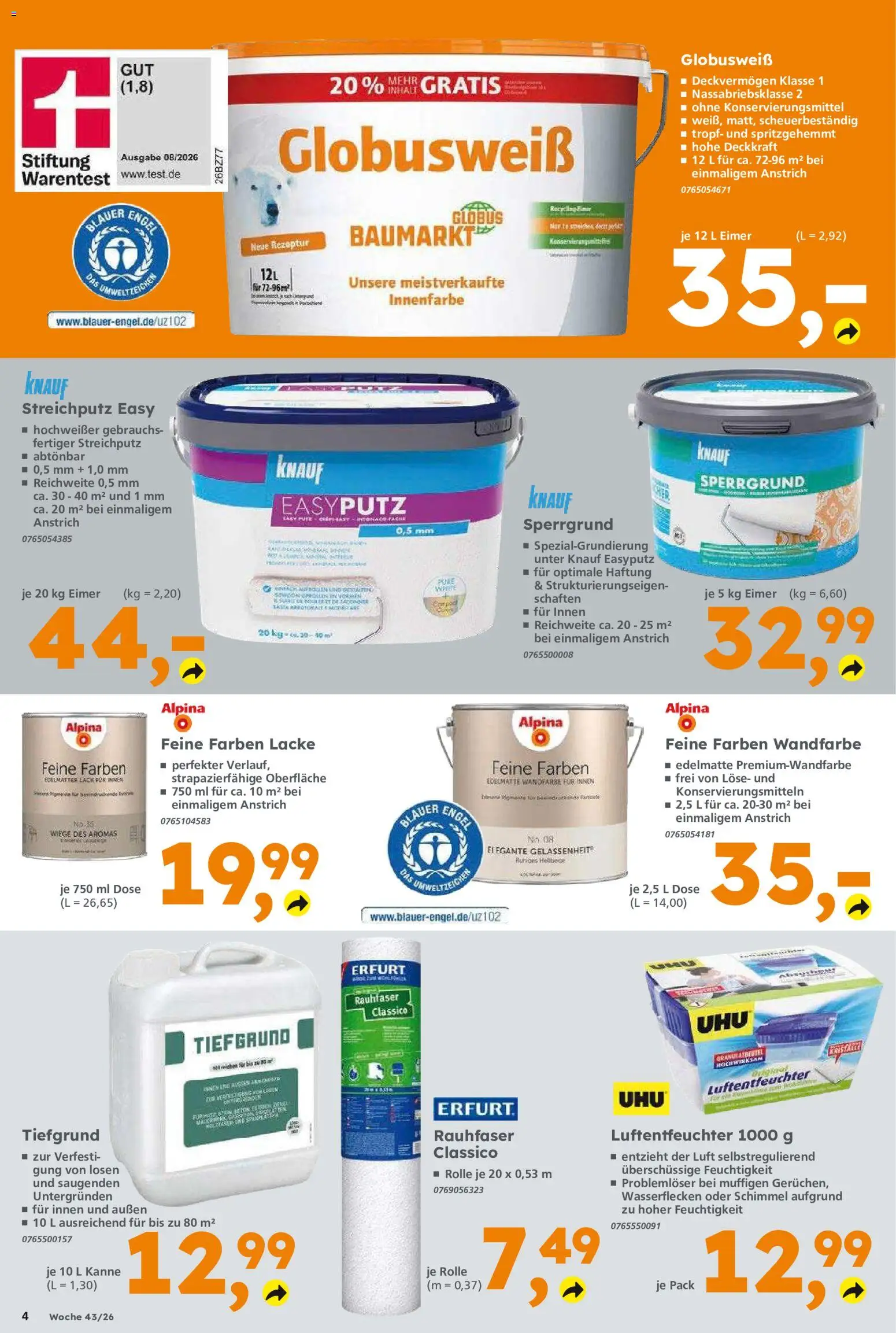 Vorschau von dem Prospekt des Geschäftes Globus Baumarkt, gültig ab dem 19.10.2026 - Wandfarbe
