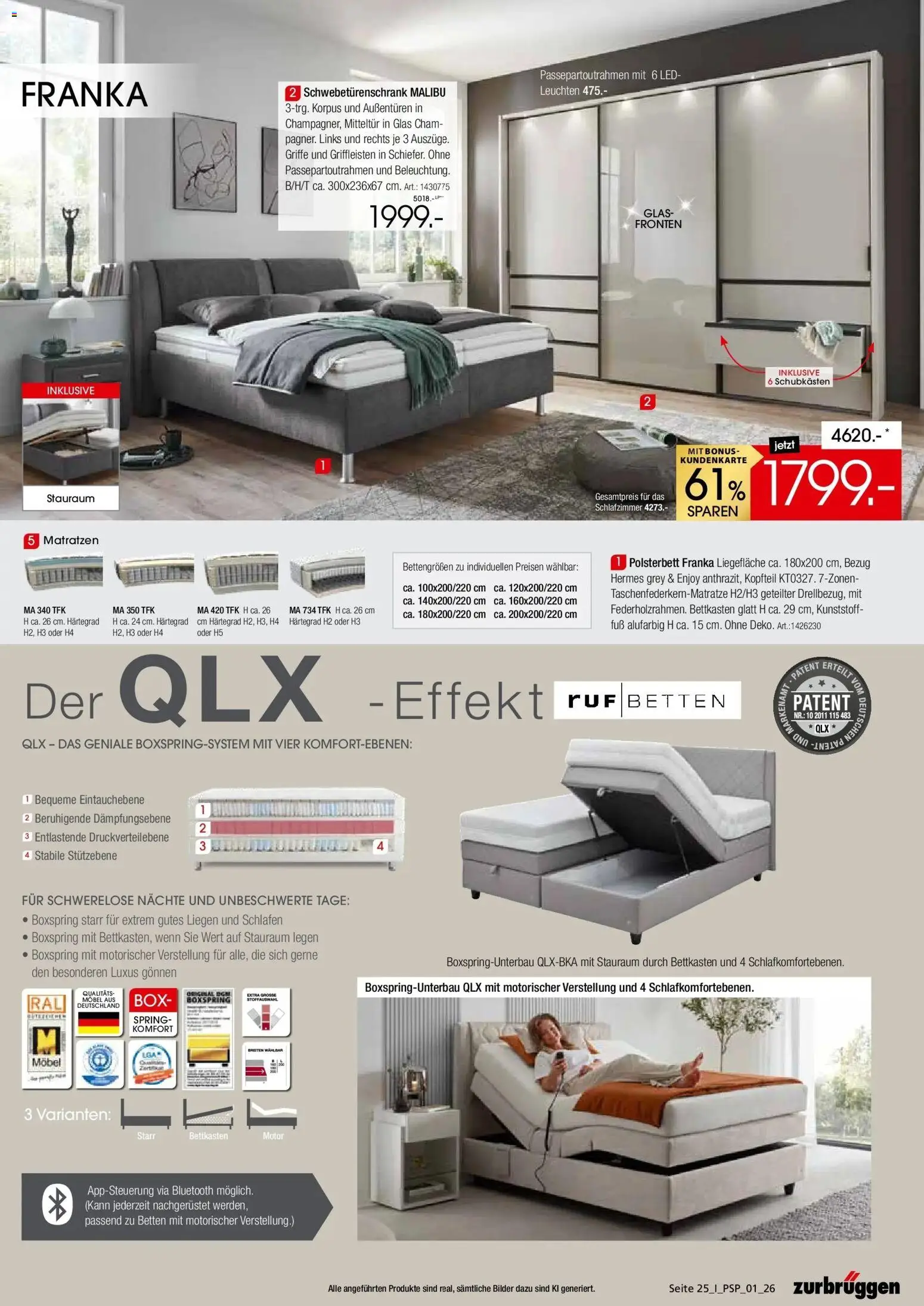 Vorschau von dem Prospekt des Geschäftes Zurbrüggen, gültig ab dem 26.10.2026 - Bilder, Box, Polsterbett, Schwebetürenschrank