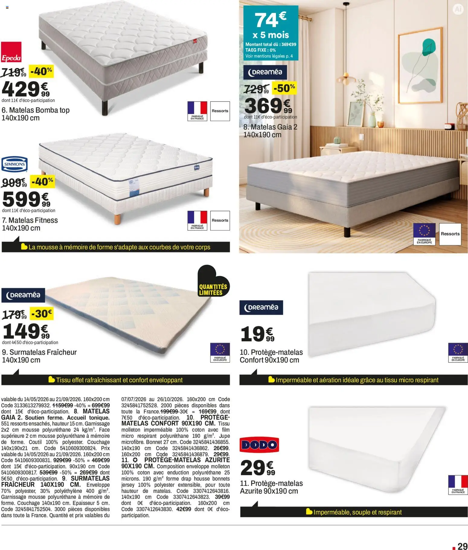 Prévisualisation de But catalogue du magasin But formulaire valide 28/08/2026 - Matelas, Drap housse, Surmatelas, Enveloppe, Jupe, Mousse, Coton, Matelas confort
