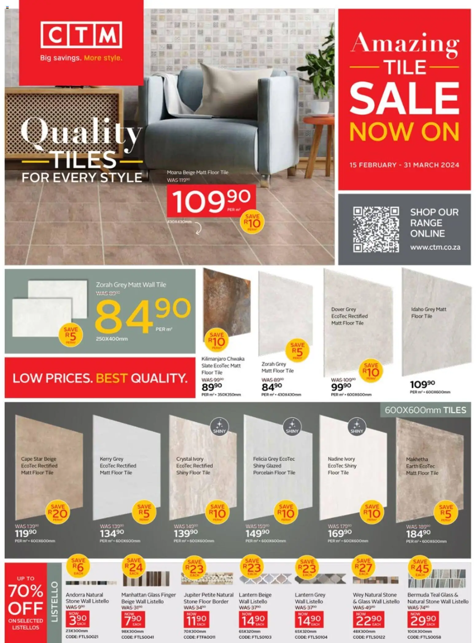 Specials from 15/02 - 31/03/2026