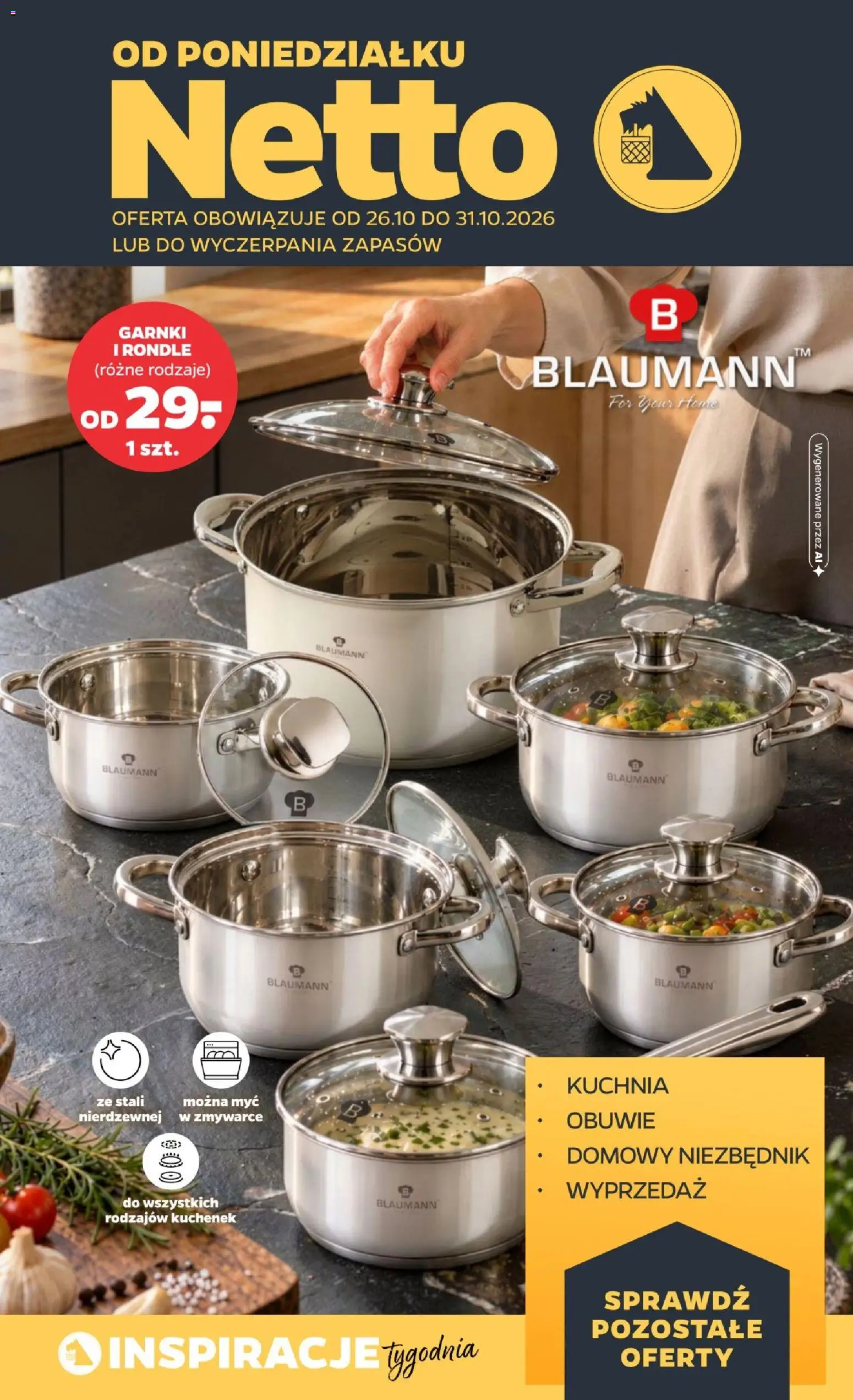 Pogląd gazetki "Netto gazetka od poniedziałku NonFood" ze sklepu Netto ważnej od 26.10.2026 - Garnki