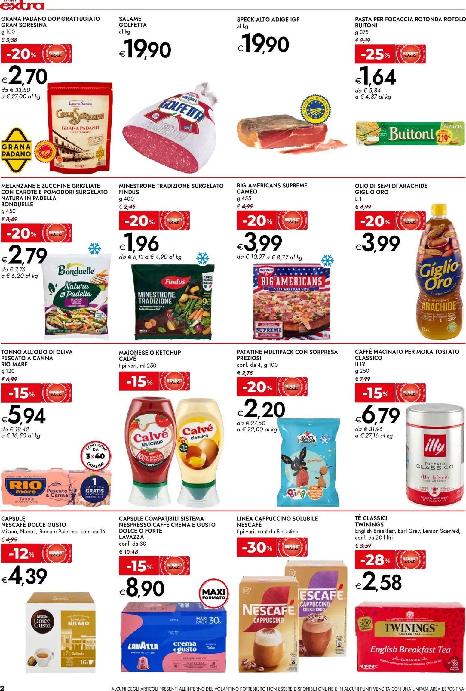 Anteprima dell'opuscolo bennet volantino Extra dal negozio bennet valido da 22/10/2026 - Crema, Caffè, Cappuccino, Melanzane, Patatine, Maionese, Minestrone, Grana Padano