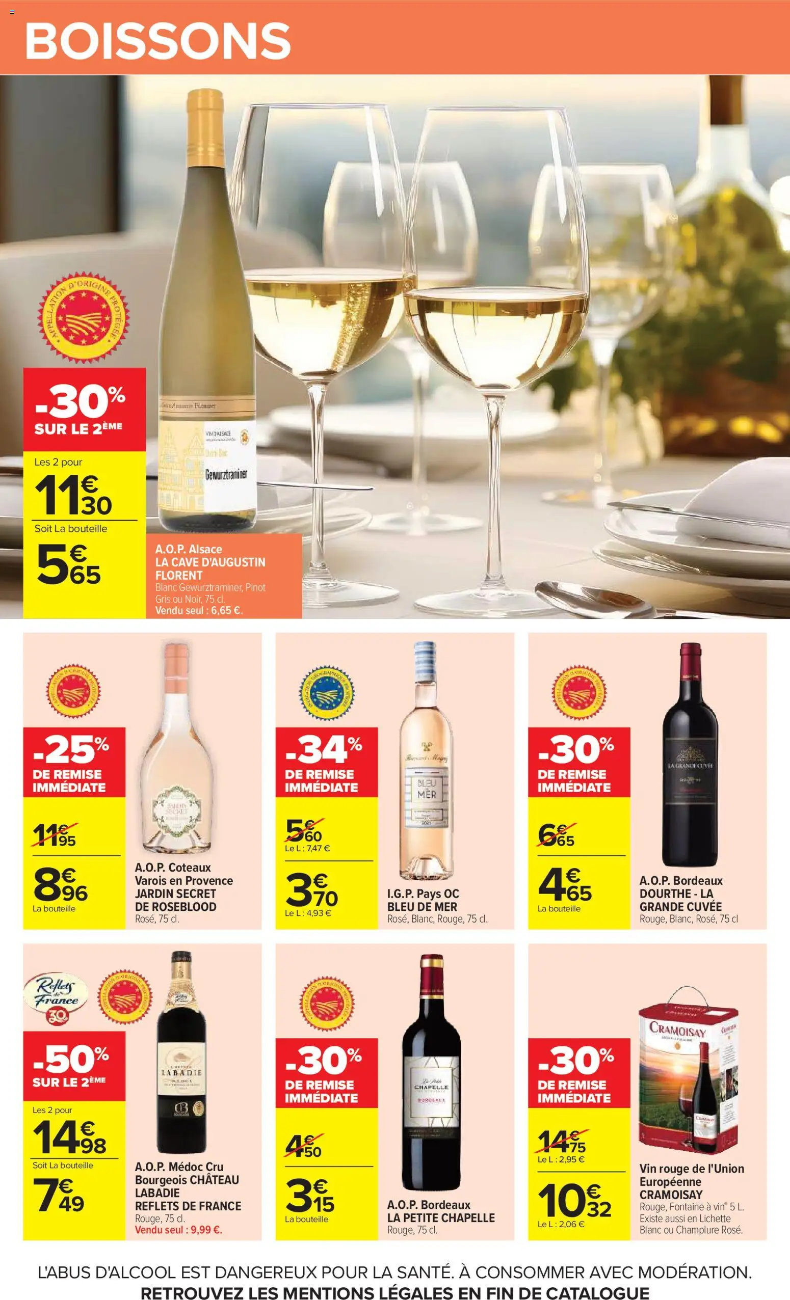 Prévisualisation de Carrefour catalogue du magasin Carrefour formulaire valide 20/10/2026 - Vin, Gewurztraminer, Vin rouge, Bouteille, Pinot gris, Boissons