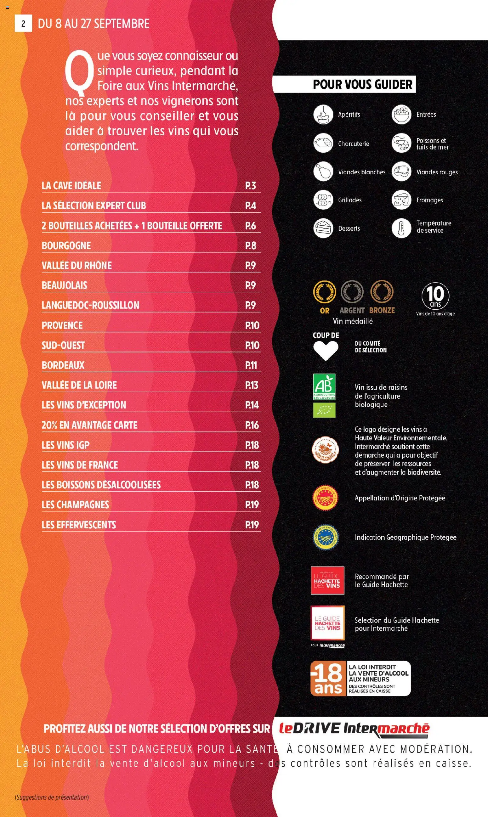 Prévisualisation de Intermarché - Foire aux vins du magasin Intermarché formulaire valide 08/09/2026 - Poissons, Vin, Charcuterie, Bourgogne, Raisins, Bouteille, Boissons