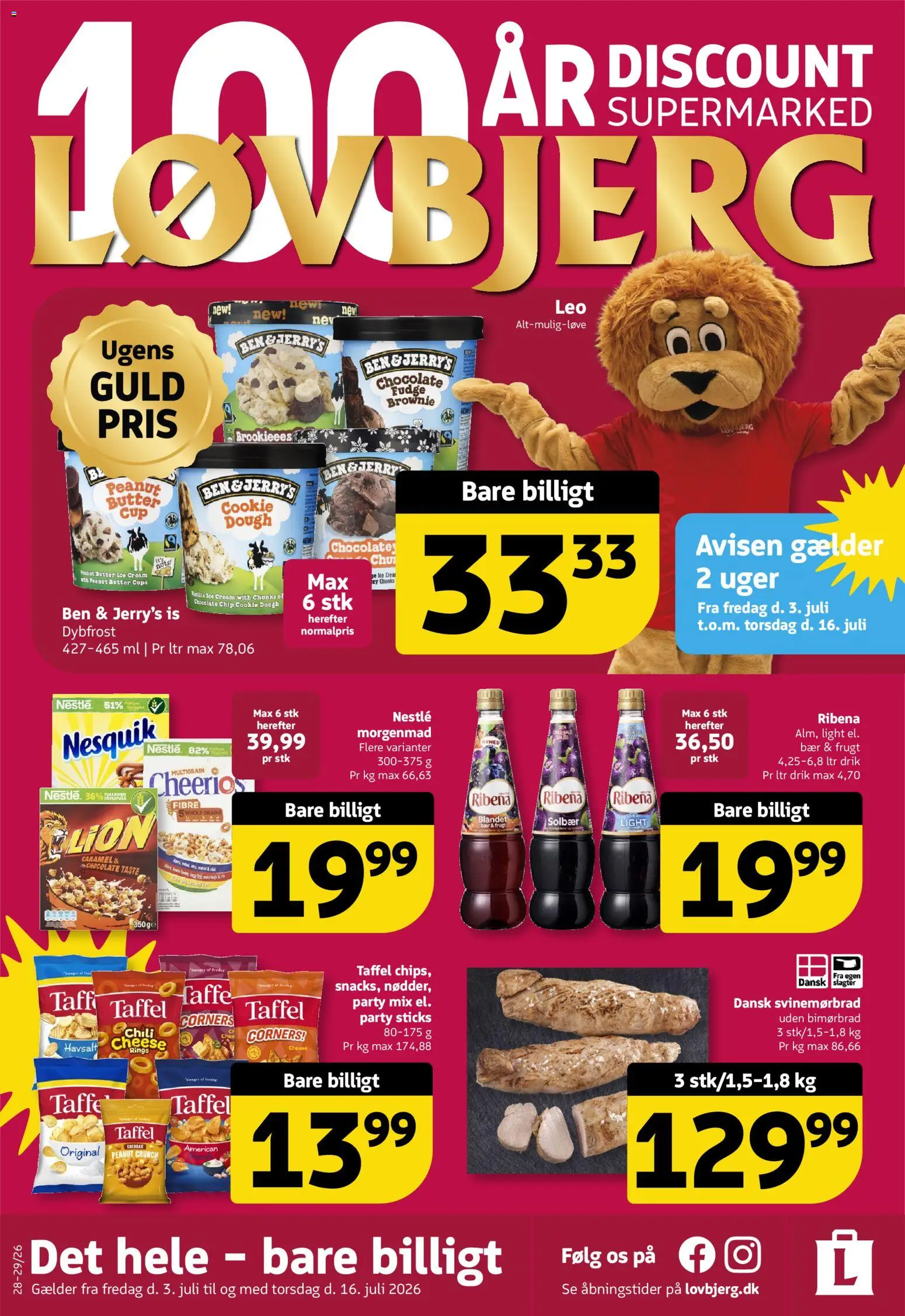 Eksempel på tilbudsavis Løvbjerg - Tilbudsavis uge 28 fra butik Løvbjerg gyldig fra 03/07/2026 - Is, Chili, Solbær