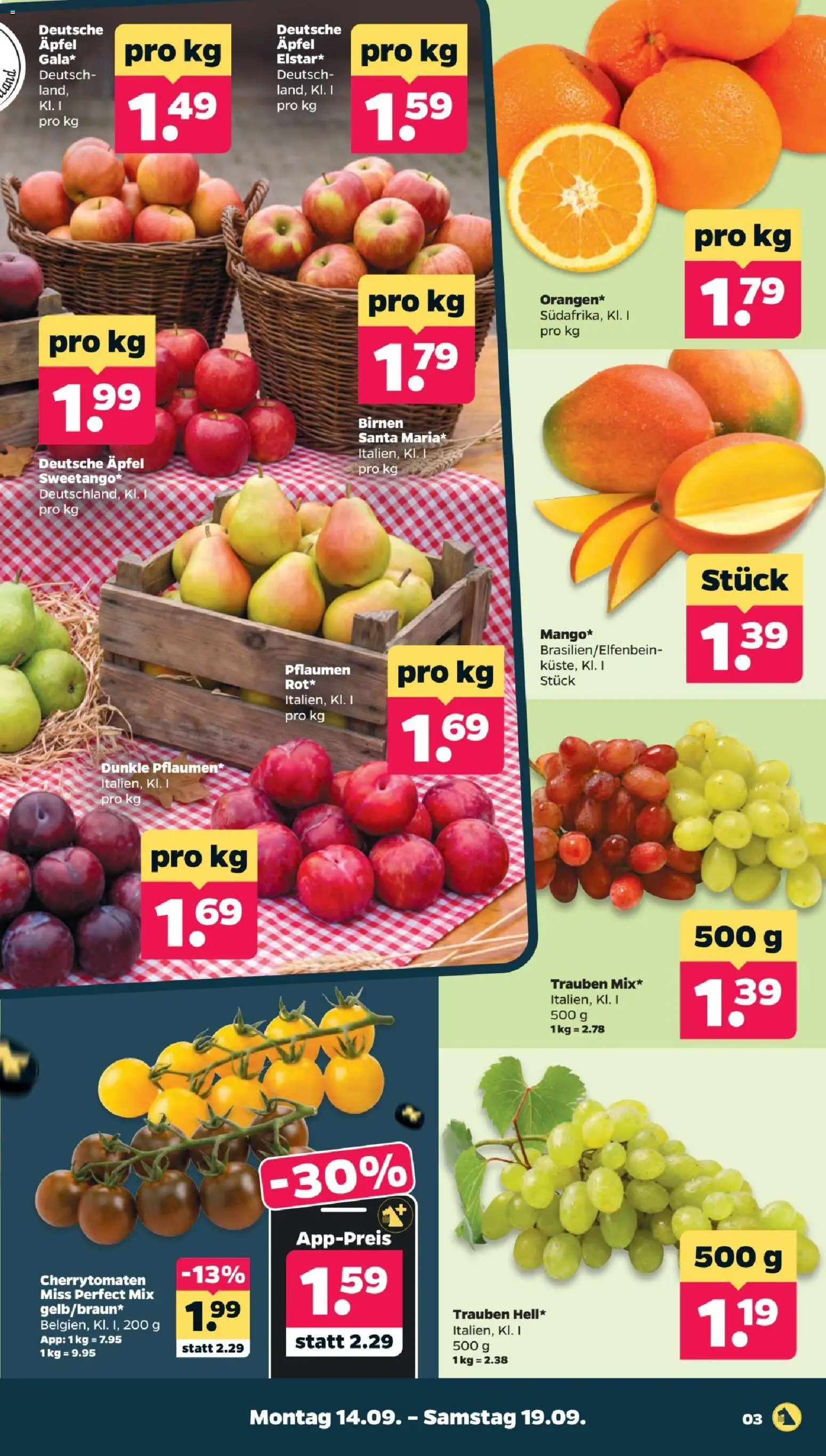 Vorschau von dem Prospekt des Geschäftes Netto, gültig ab dem 14.09.2026 - Äpfel, Pflaumen, Trauben