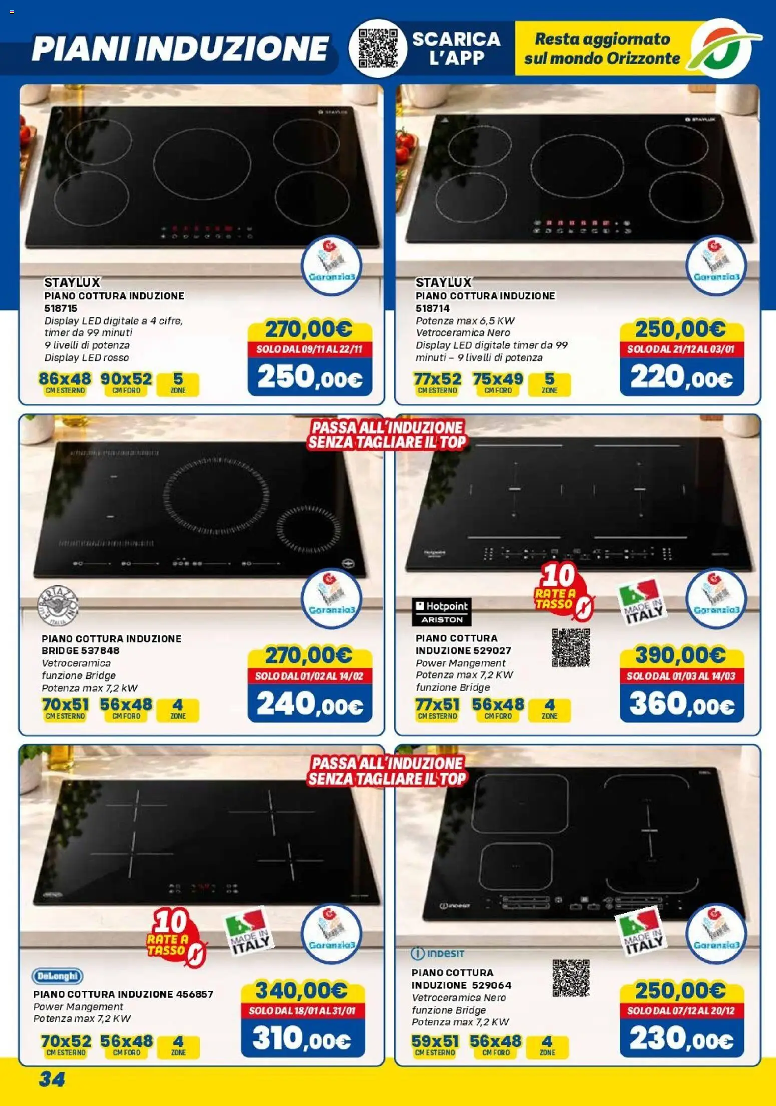 Anteprima dell'opuscolo Orizzonte volantino Elettro dal negozio Orizzonte valido da 01/11/2026 - Top, Piano cottura induzione, Piano cottura
