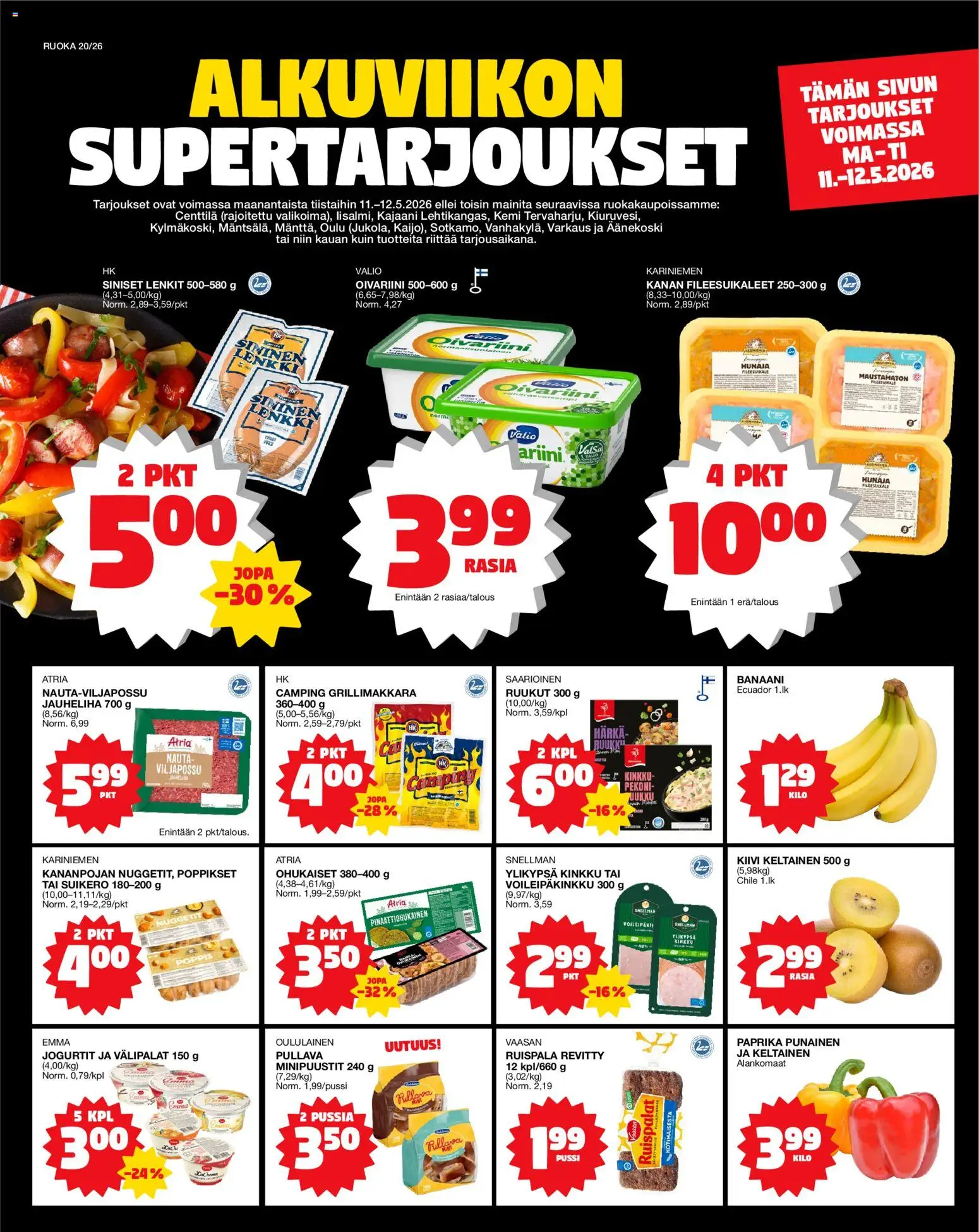 Kaupan Tokmanni Tokmanni ruokatarjoukset esikatselu, voimassa 11/05/2026